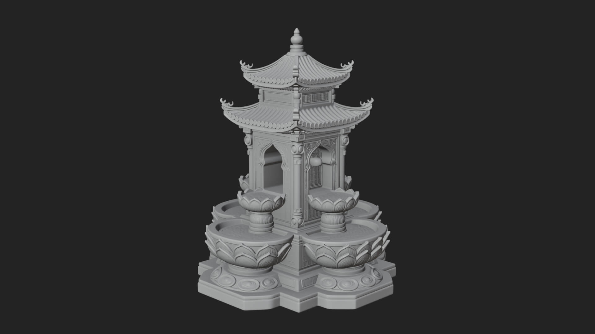 Pagoda Tiered Fountain Model Design 1 3D Print Model 3D Model