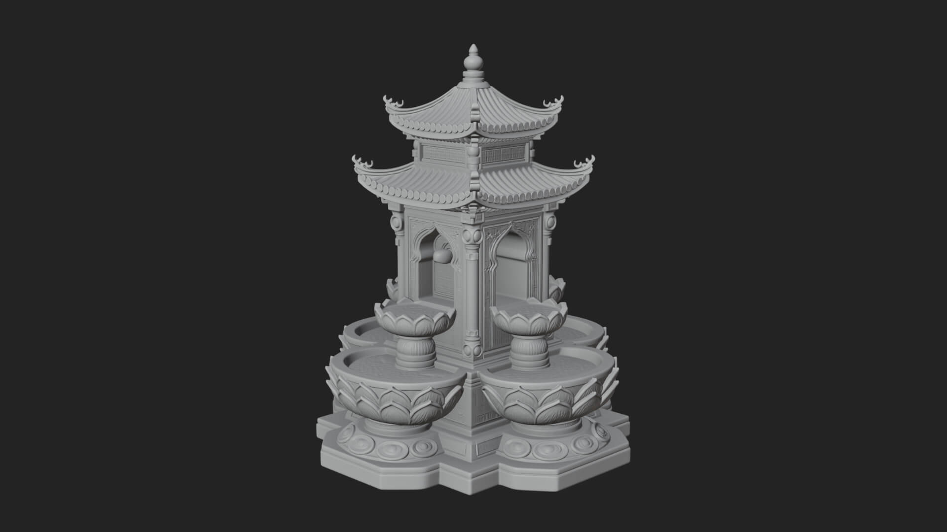 Pagoda Tiered Fountain Model Design 1 3D Print Model 3D Model