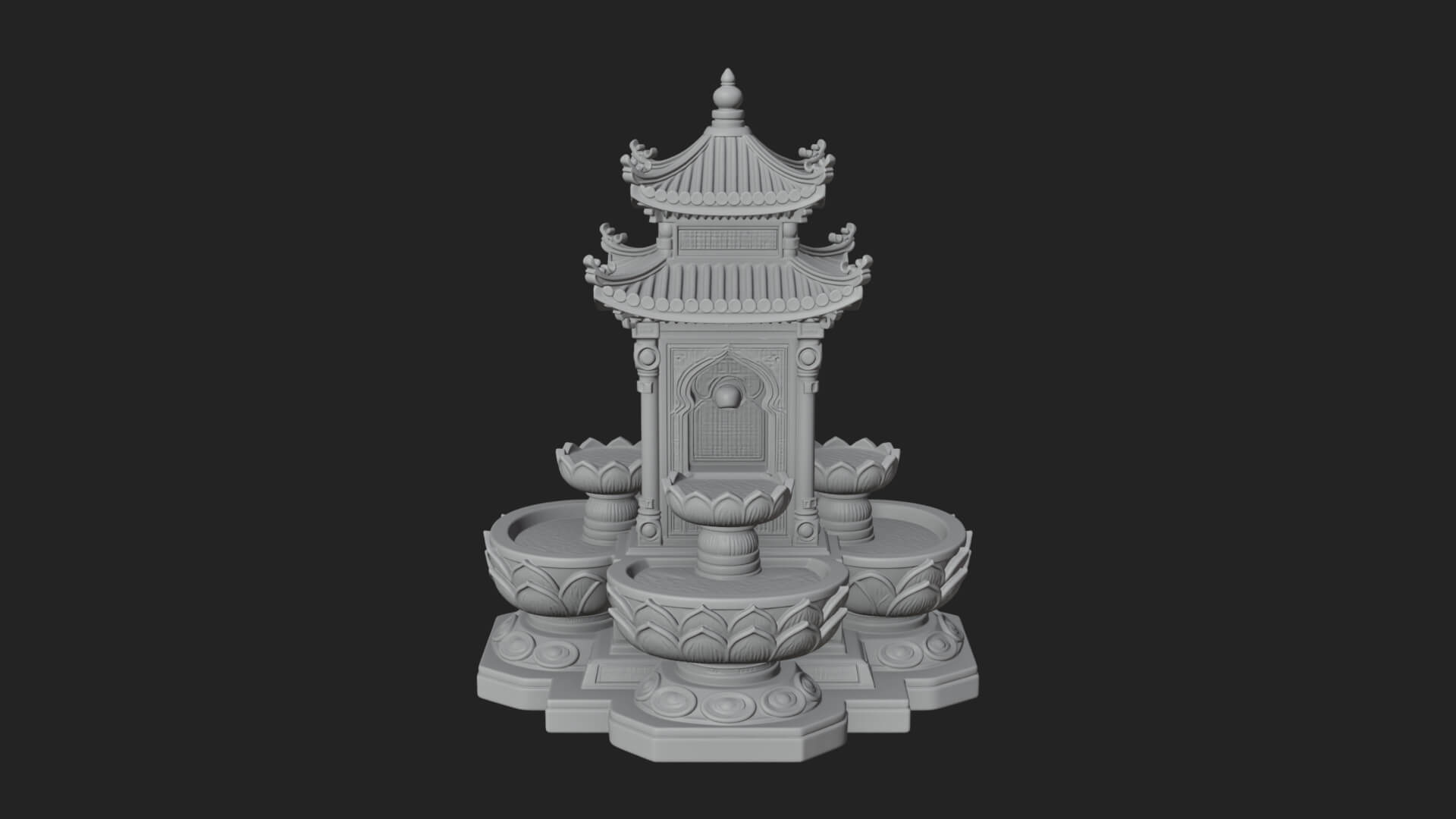 Pagoda Tiered Fountain Model Design 1 3D Print Model 3D Model