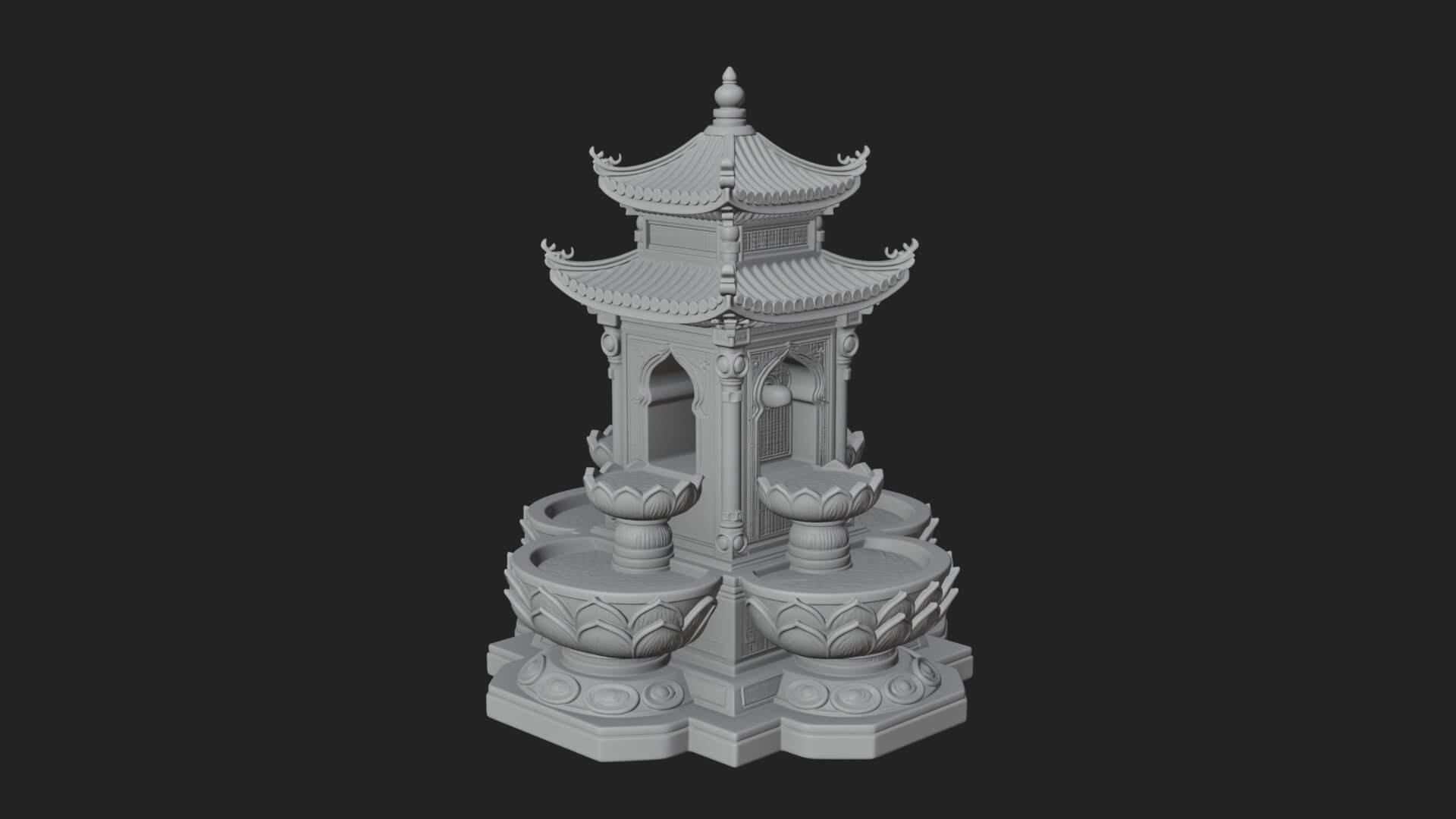 Pagoda Tiered Fountain Model Design 1 3D Print Model 3D Model