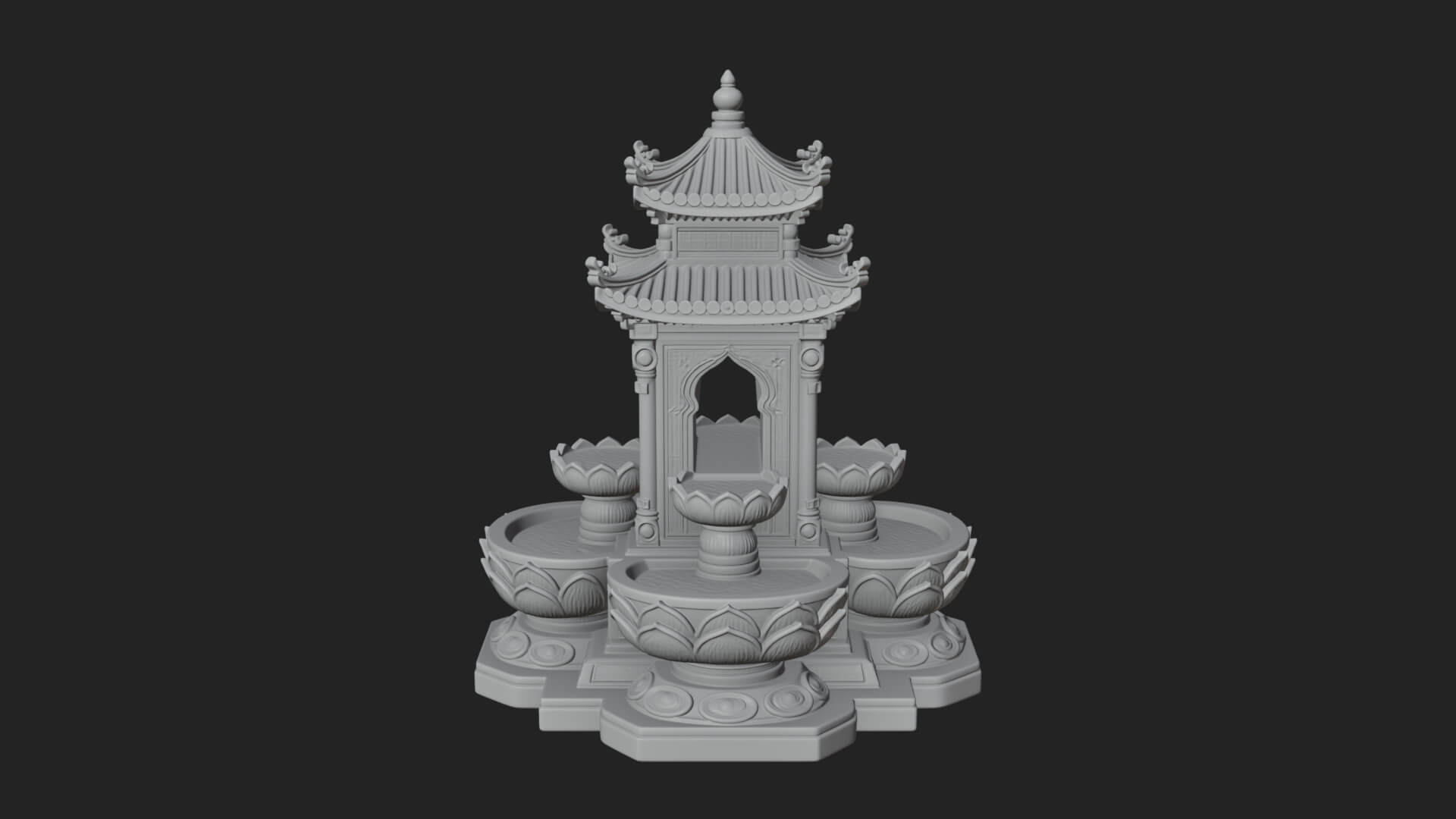 Pagoda Tiered Fountain Model Design 1 3D Print Model 3D Model