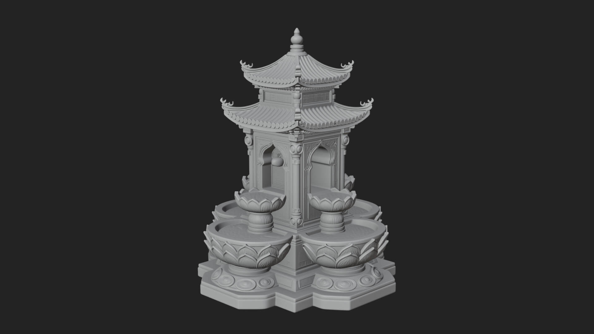 Pagoda Tiered Fountain Model Design 1 3D Print Model 3D Model