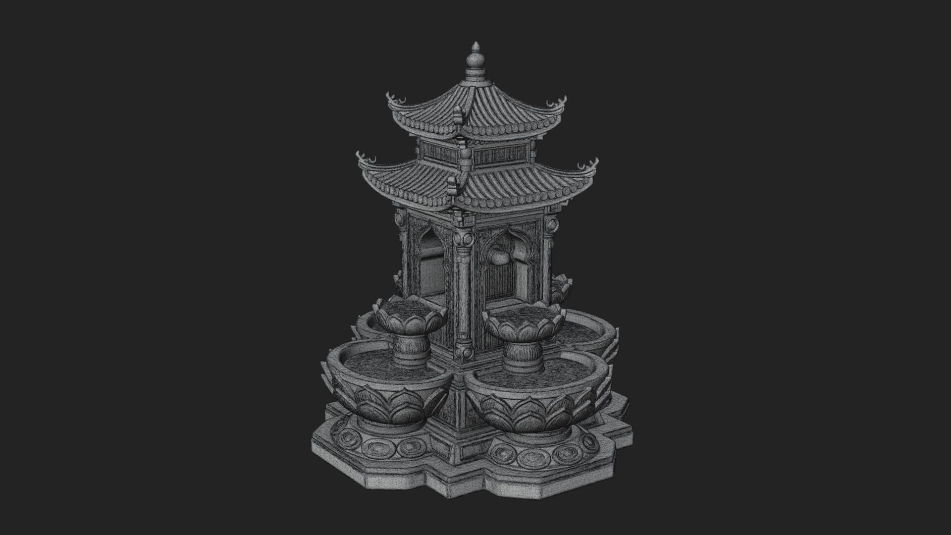 Pagoda Tiered Fountain Model Design 1 3D Print Model 3D Model