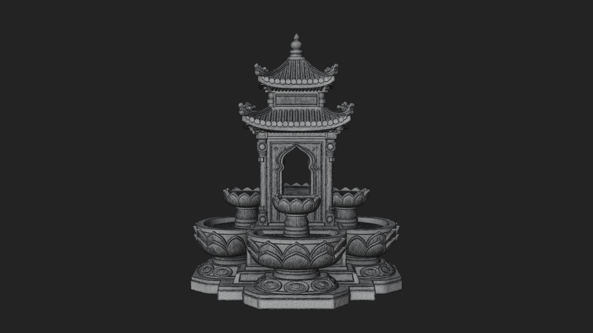 Pagoda Tiered Fountain Model Design 1 3D Print Model 3D Model