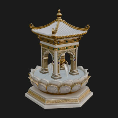 Pagoda Tiered Fountain Model Design 2 3D Print Model