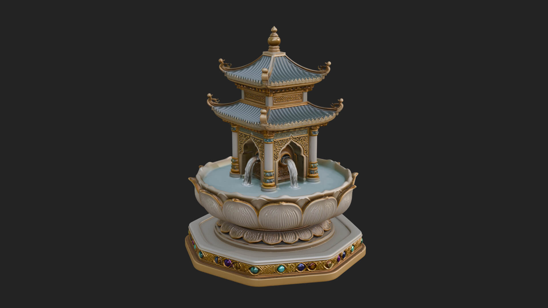 Pagoda Tiered Fountain Model Design 3 3D Print Model 3D Model