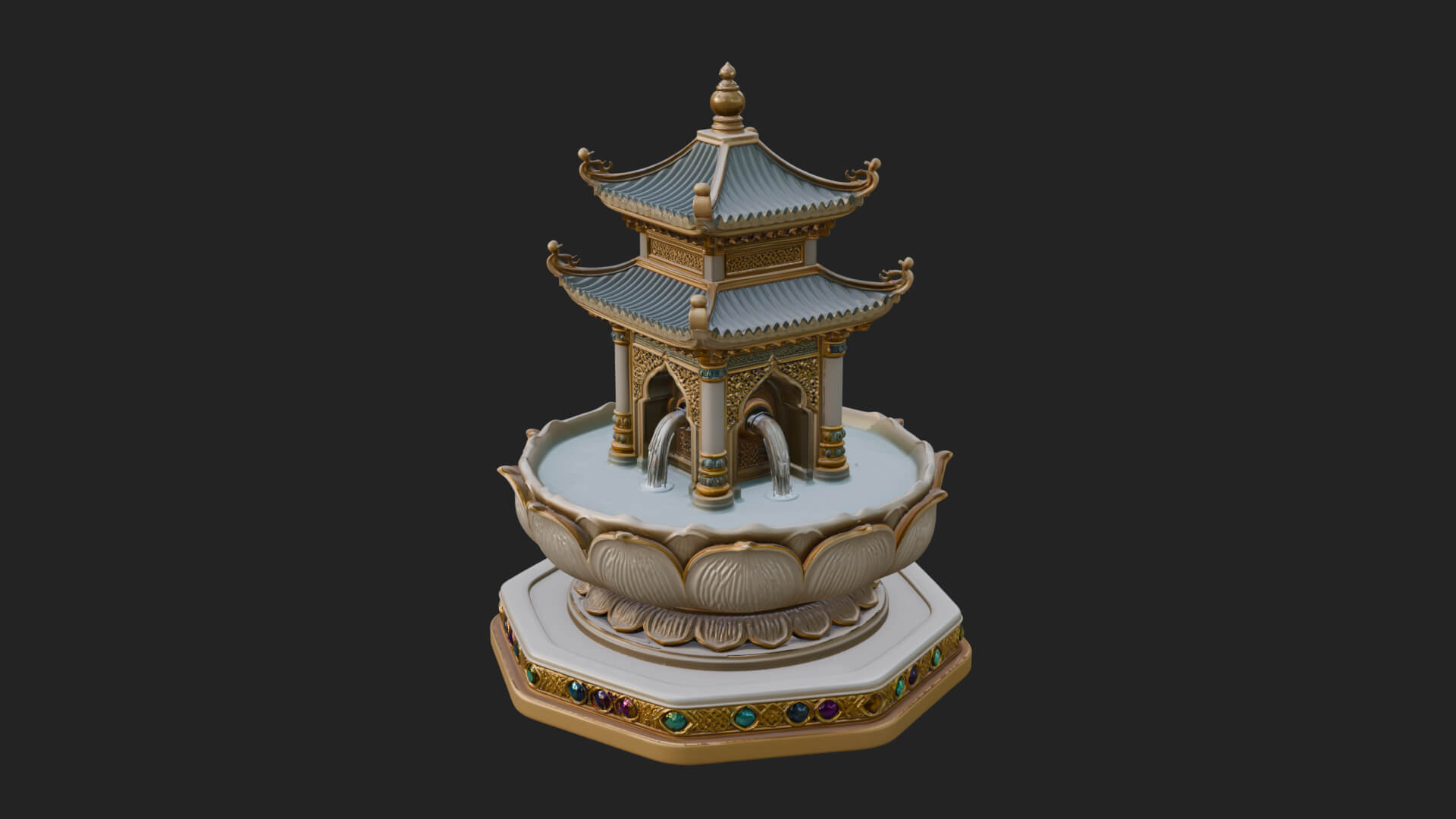Pagoda Tiered Fountain Model Design 3 3D Print Model 3D Model