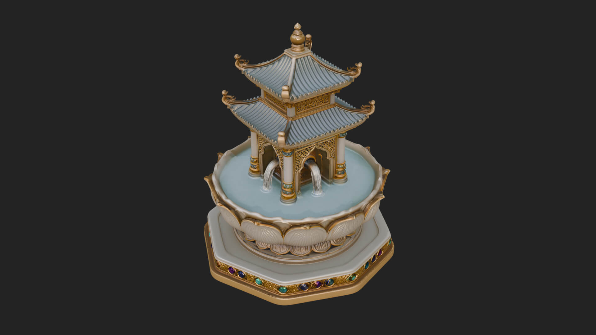 Pagoda Tiered Fountain Model Design 3 3D Print Model 3D Model