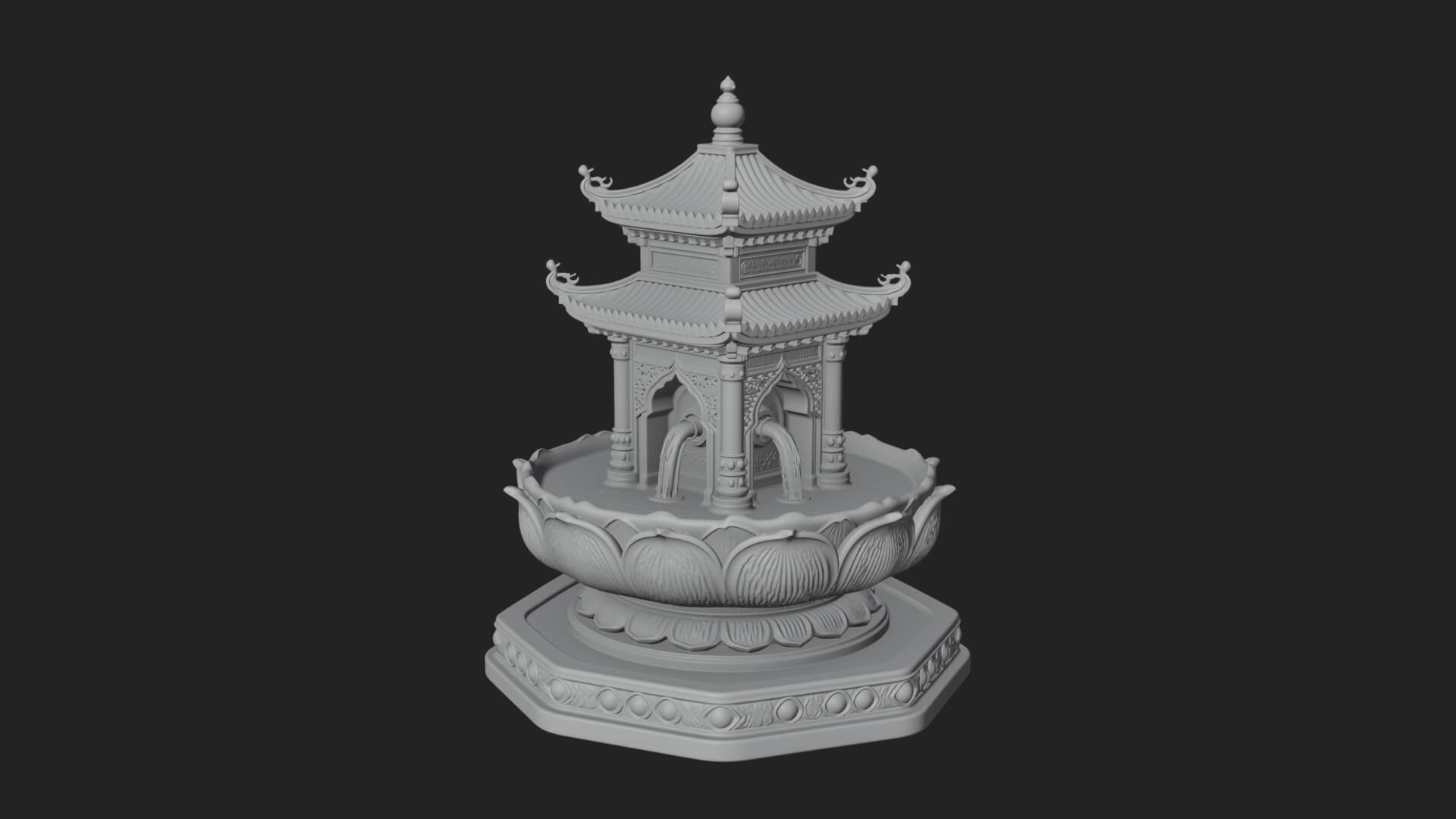 Pagoda Tiered Fountain Model Design 3 3D Print Model 3D Model