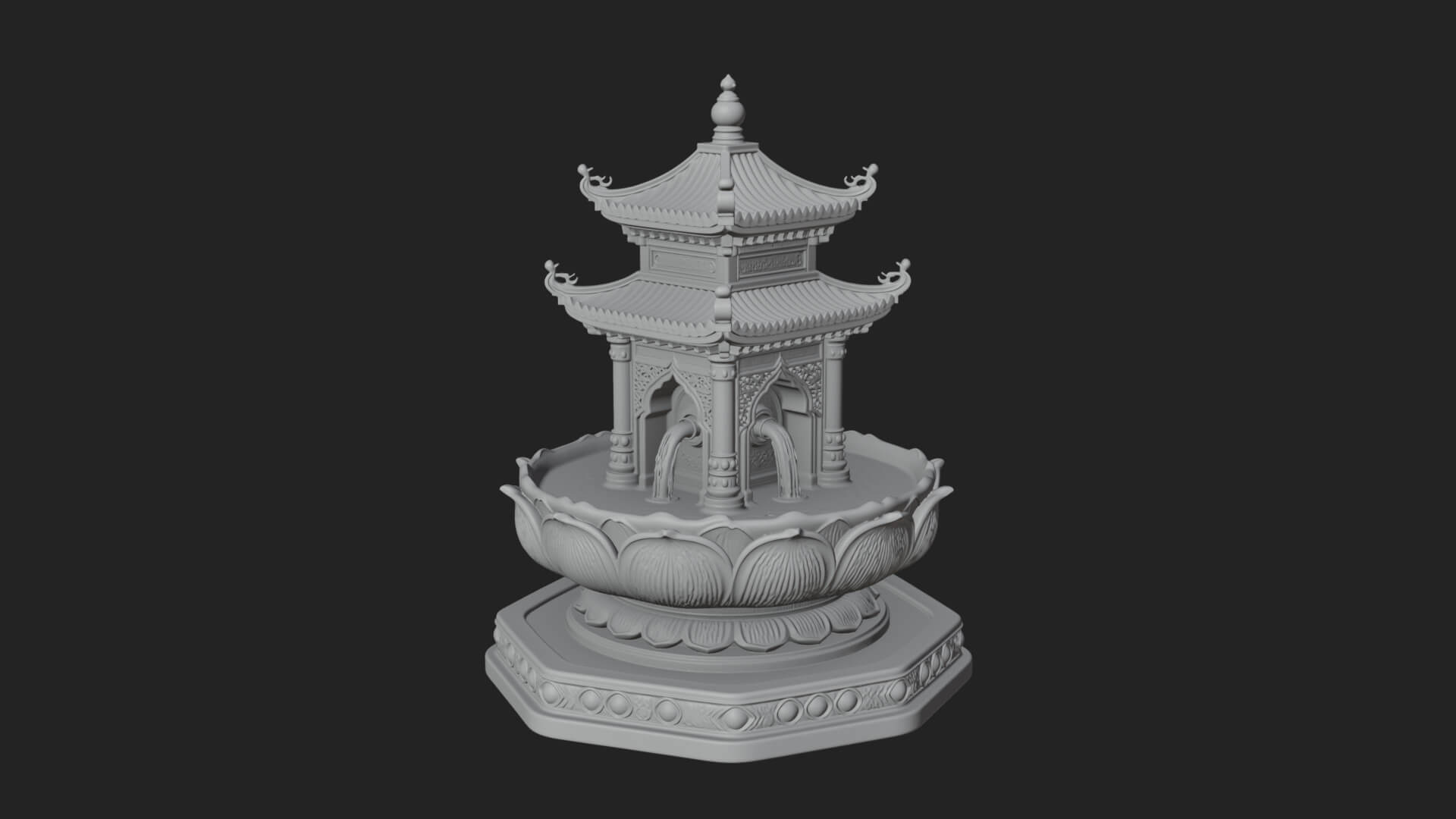 Pagoda Tiered Fountain Model Design 3 3D Print Model 3D Model