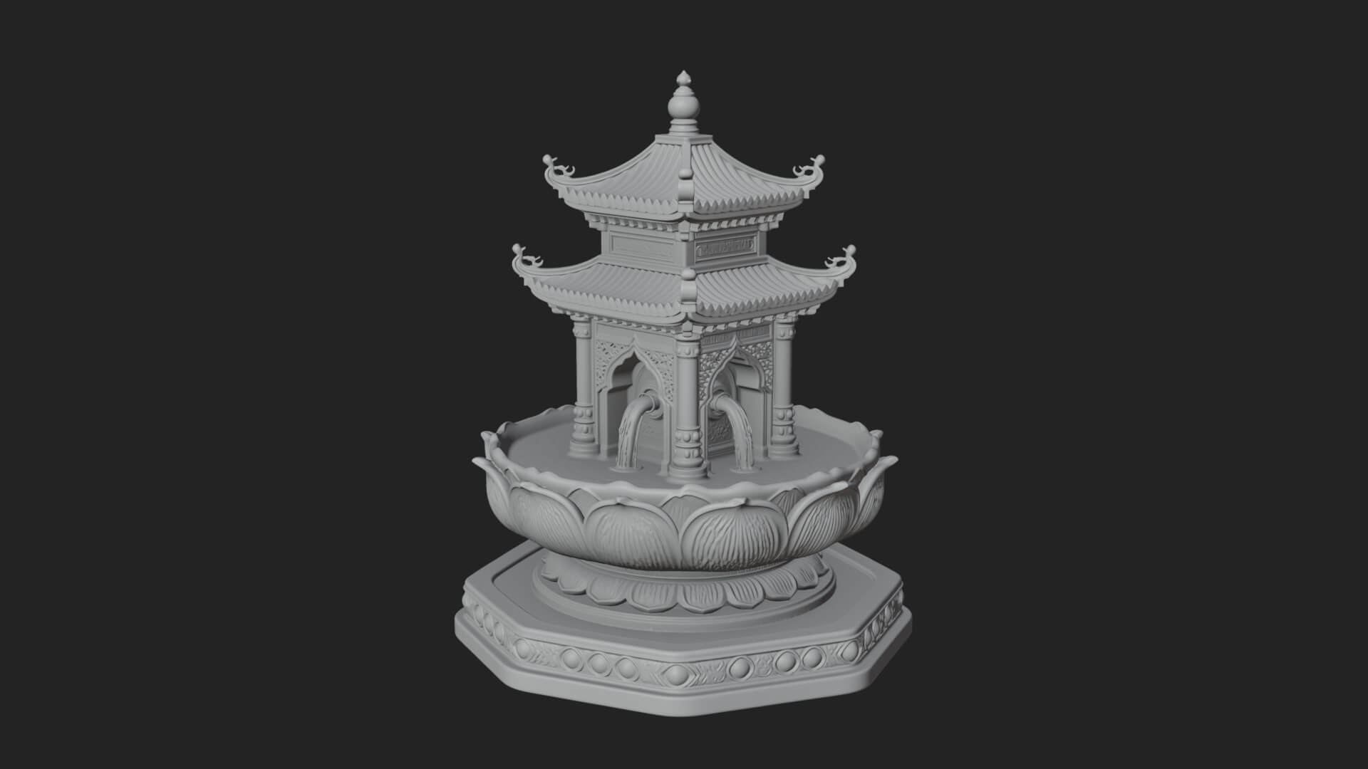 Pagoda Tiered Fountain Model Design 3 3D Print Model 3D Model