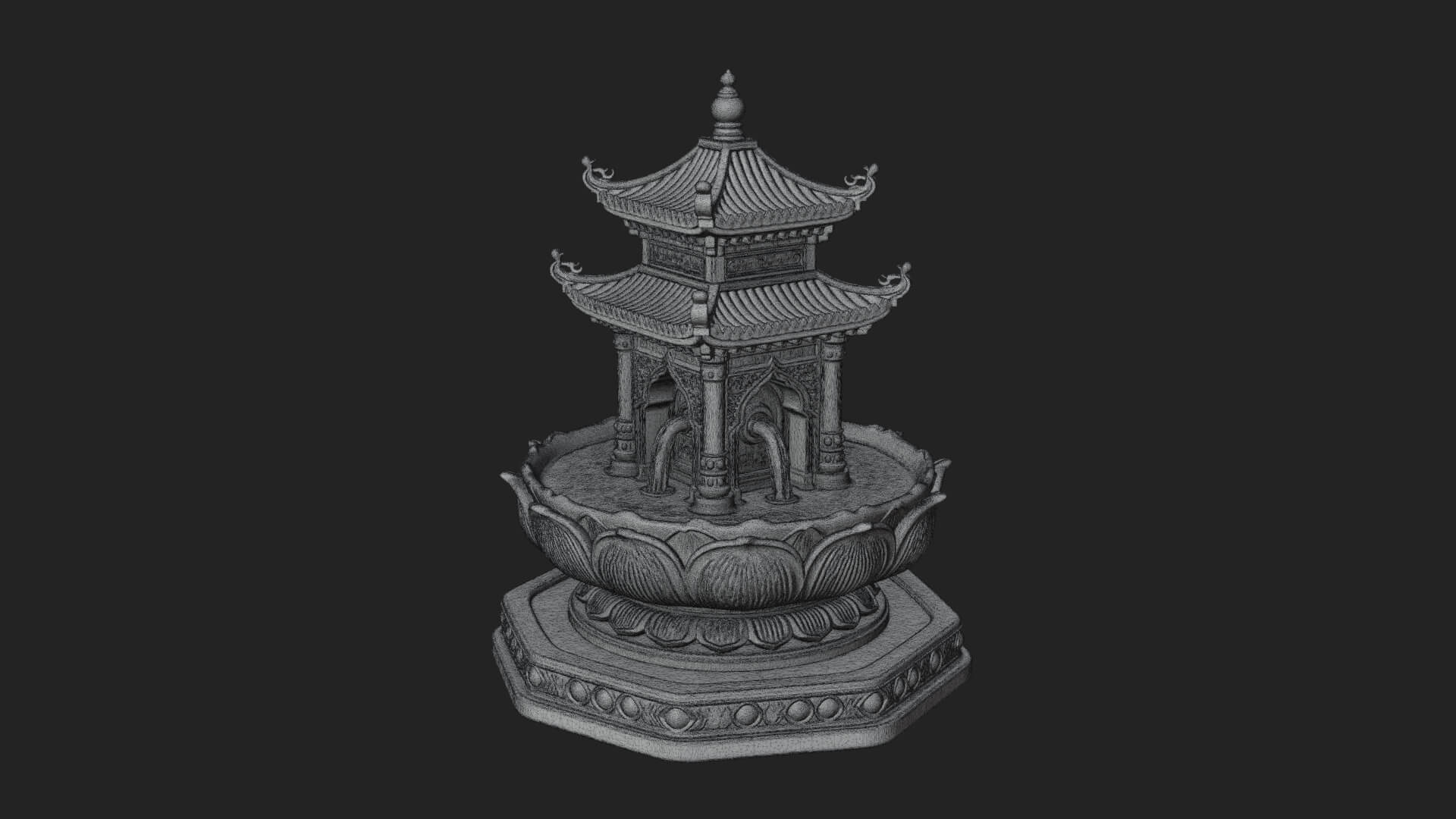 Pagoda Tiered Fountain Model Design 3 3D Print Model 3D Model