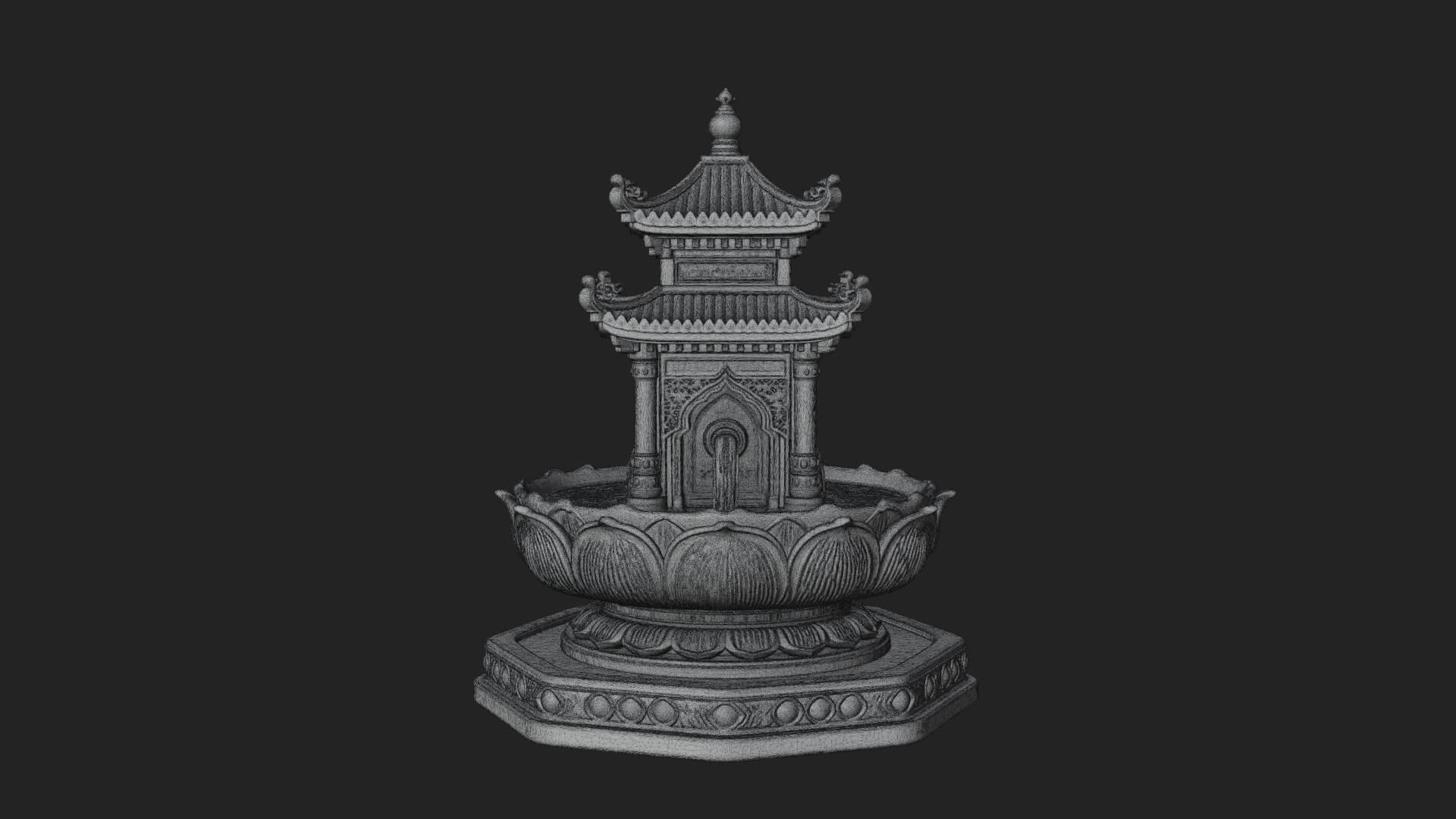 Pagoda Tiered Fountain Model Design 3 3D Print Model 3D Model
