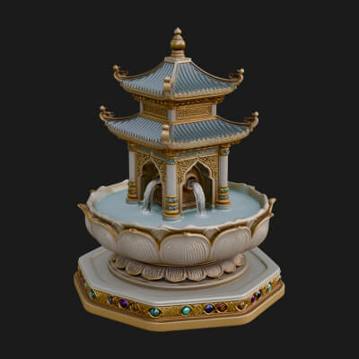 Pagoda Tiered Fountain Model Design 3 3D Print Model