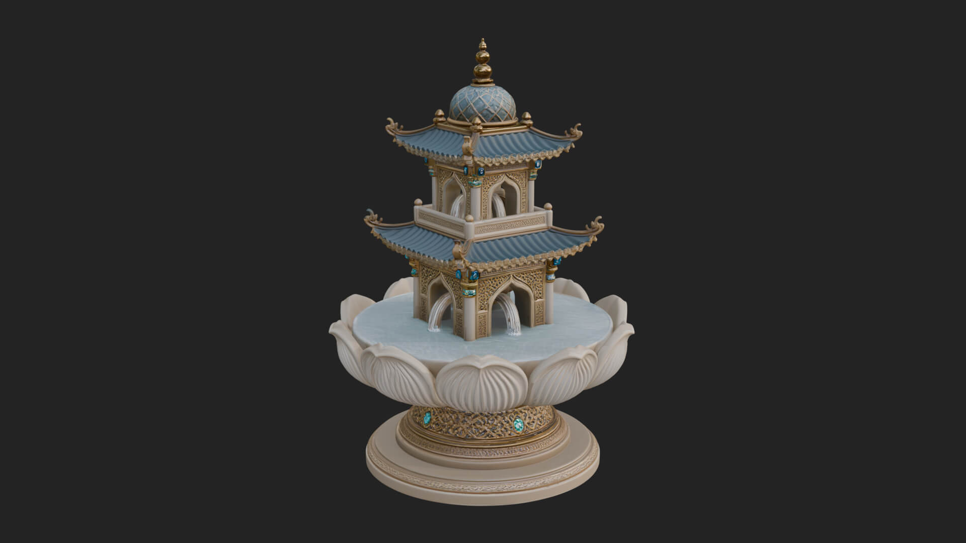 Pagoda Tiered Fountain Model Design 4 3D Print Model 3D Model