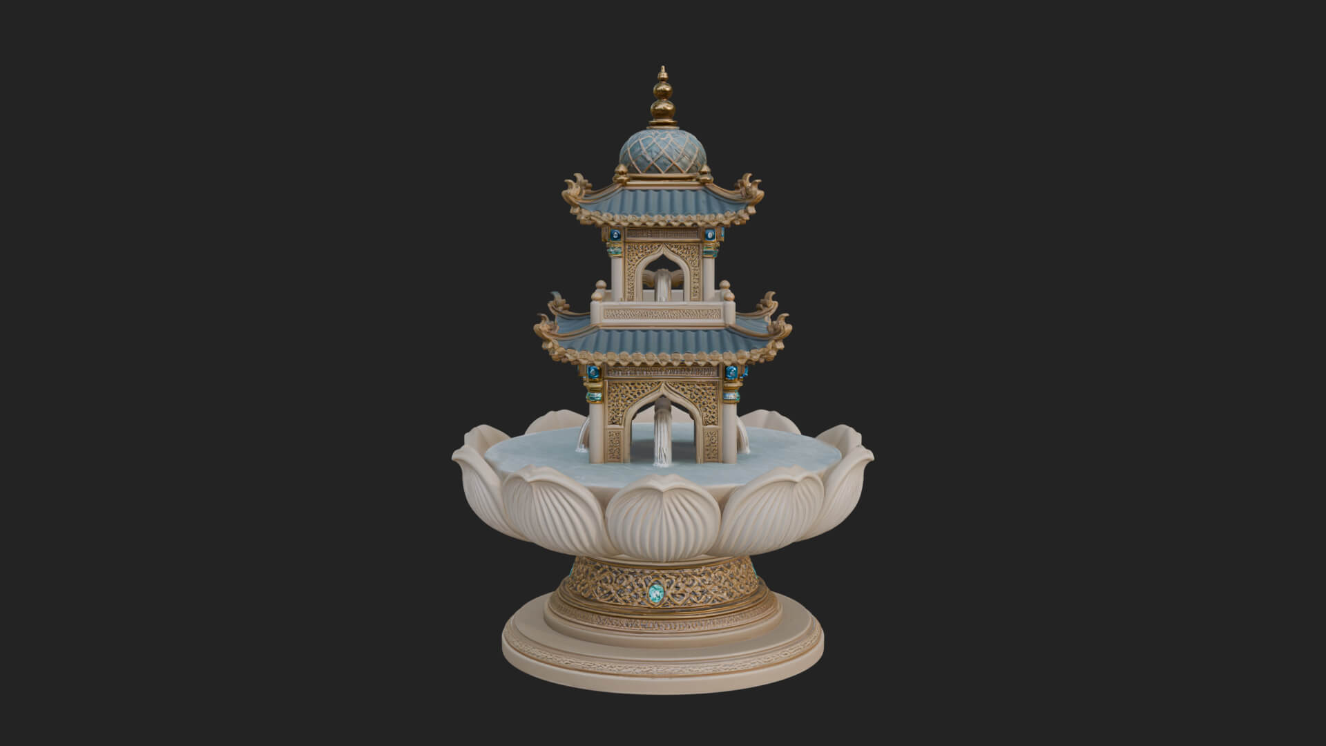 Pagoda Tiered Fountain Model Design 4 3D Print Model 3D Model
