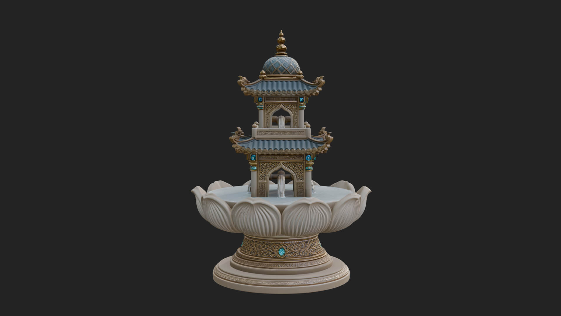 Pagoda Tiered Fountain Model Design 4 3D Print Model 3D Model