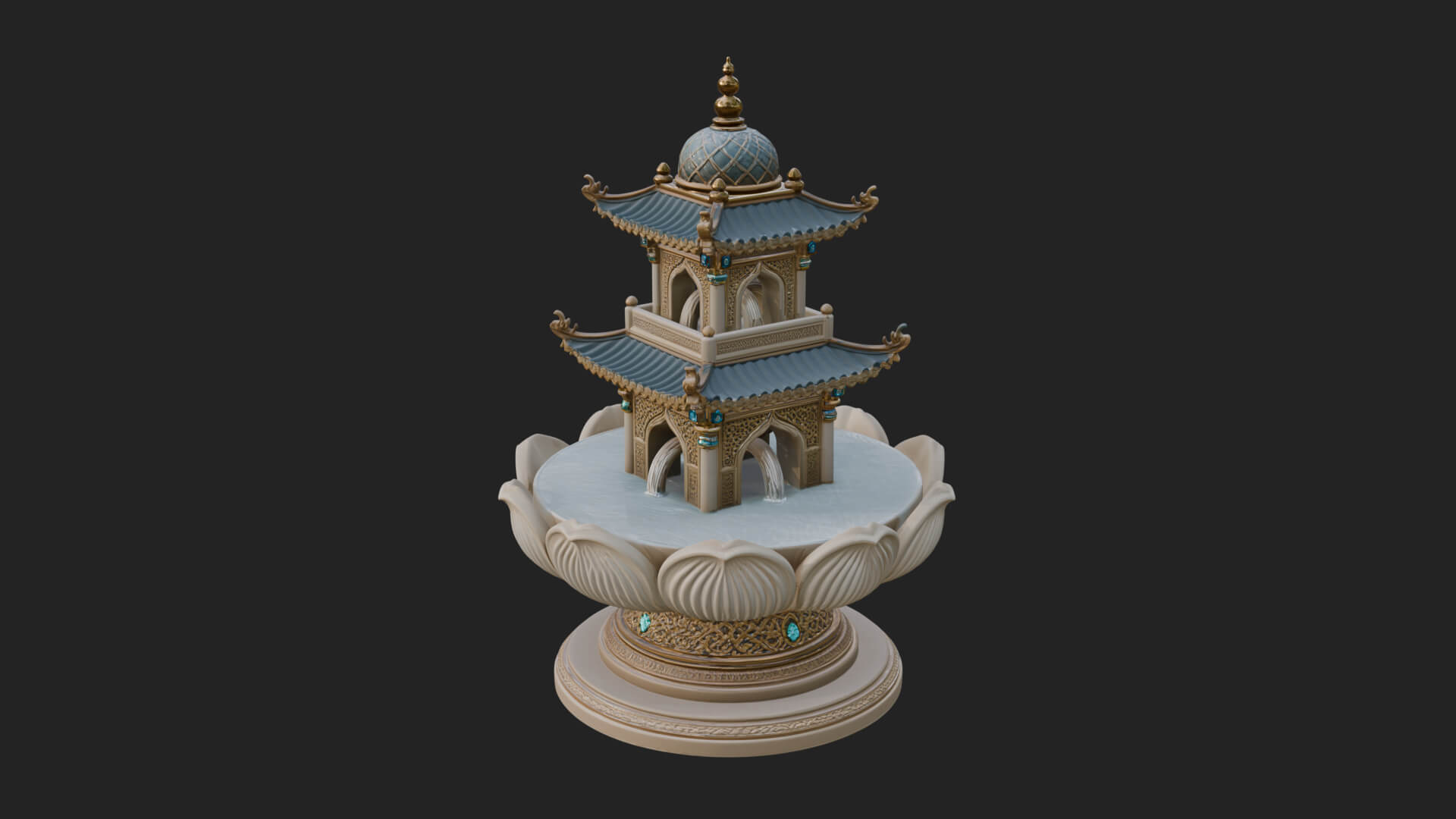 Pagoda Tiered Fountain Model Design 4 3D Print Model 3D Model