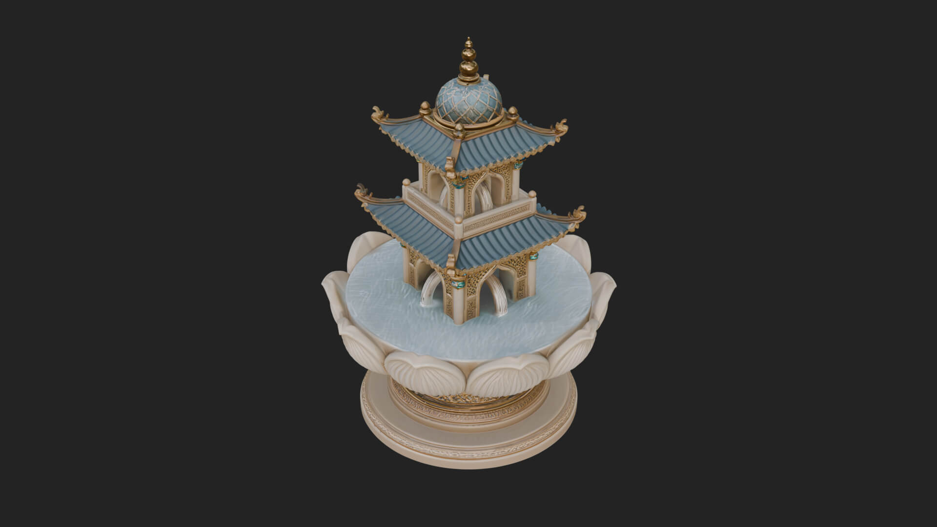 Pagoda Tiered Fountain Model Design 4 3D Print Model 3D Model