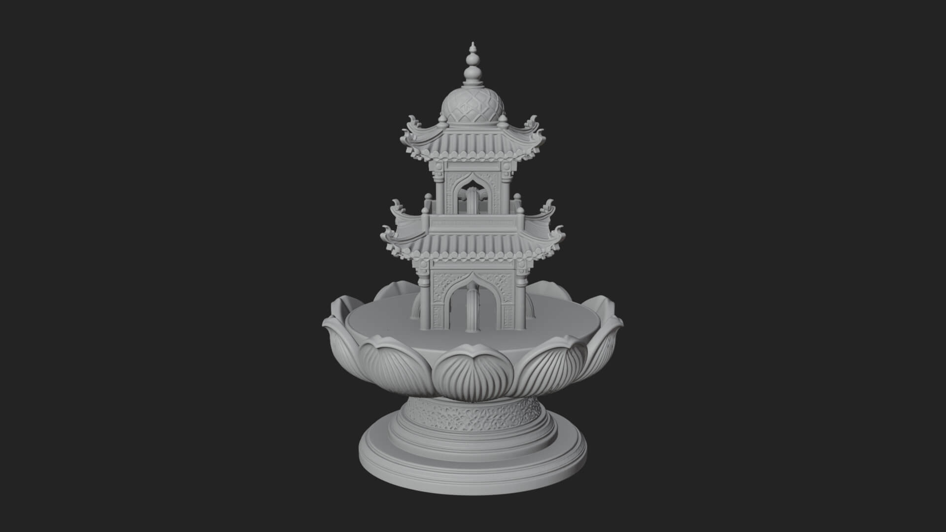 Pagoda Tiered Fountain Model Design 4 3D Print Model 3D Model