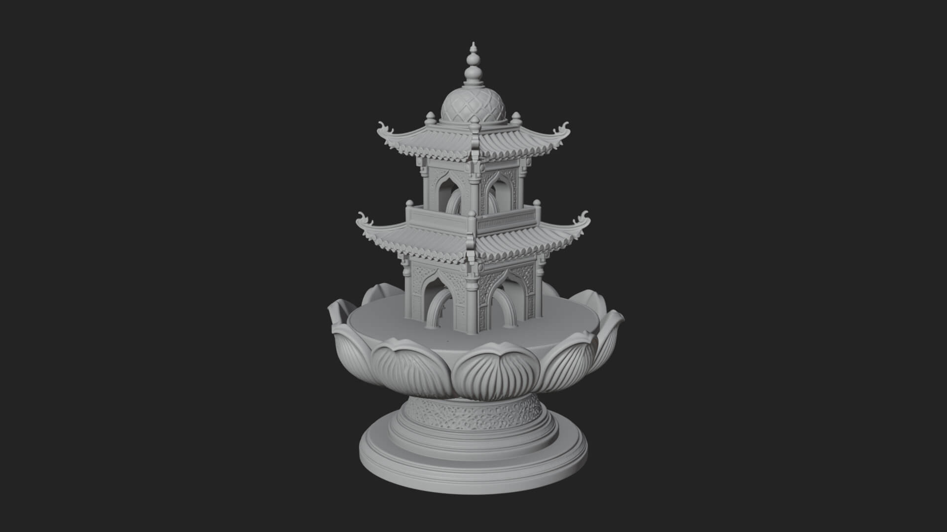 Pagoda Tiered Fountain Model Design 4 3D Print Model 3D Model