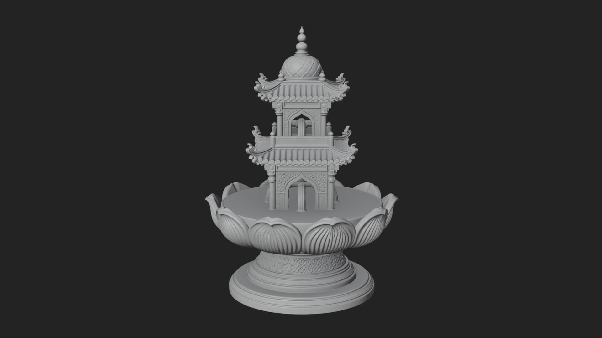 Pagoda Tiered Fountain Model Design 4 3D Print Model 3D Model