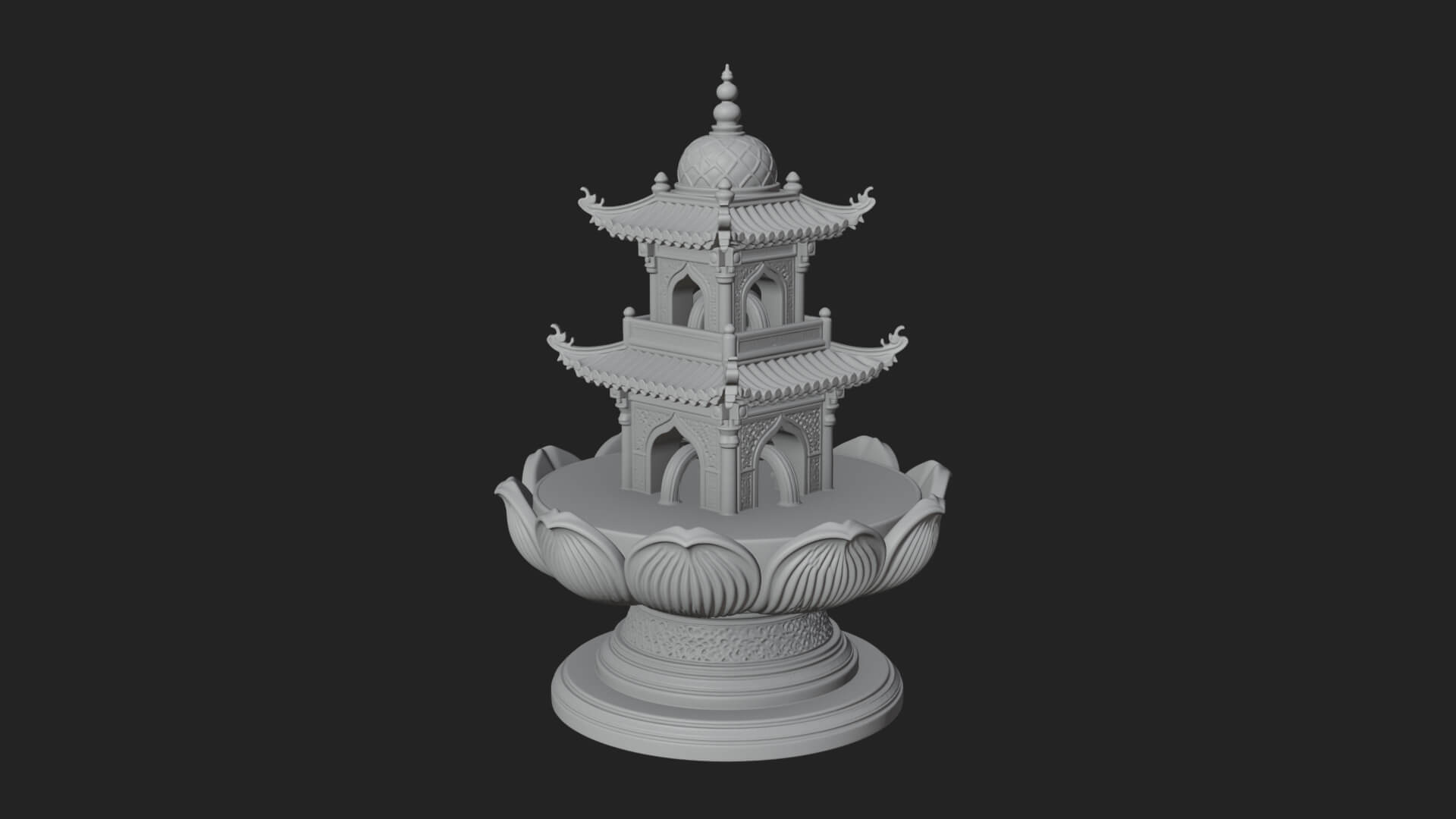 Pagoda Tiered Fountain Model Design 4 3D Print Model 3D Model