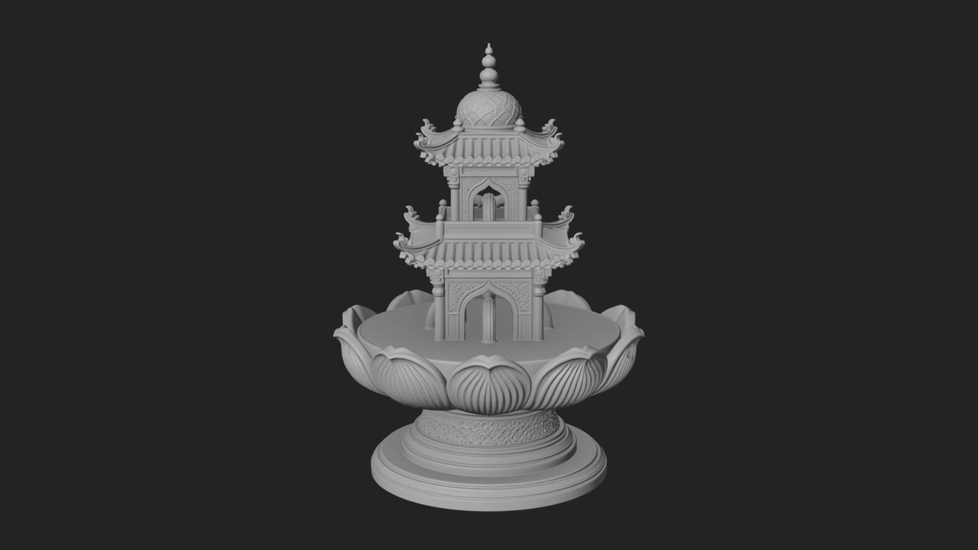 Pagoda Tiered Fountain Model Design 4 3D Print Model 3D Model