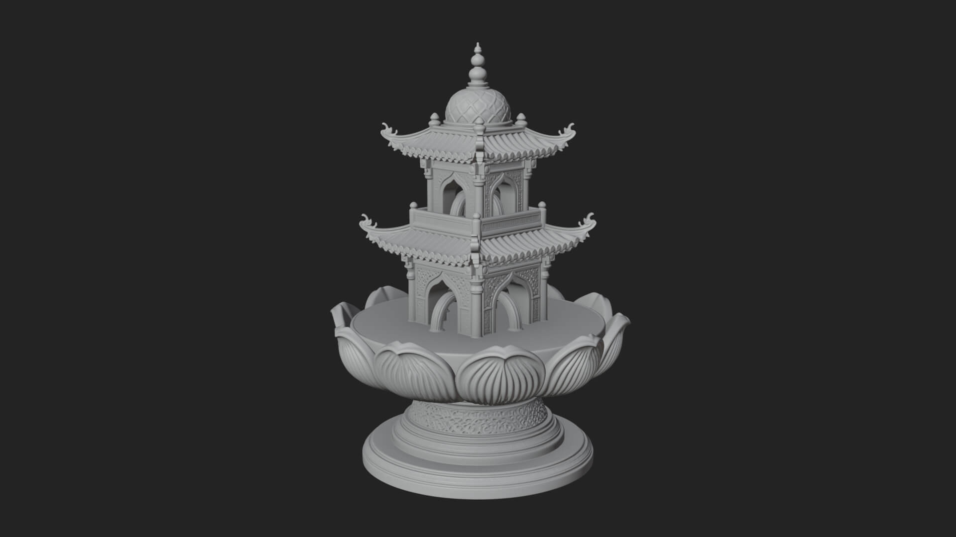 Pagoda Tiered Fountain Model Design 4 3D Print Model 3D Model