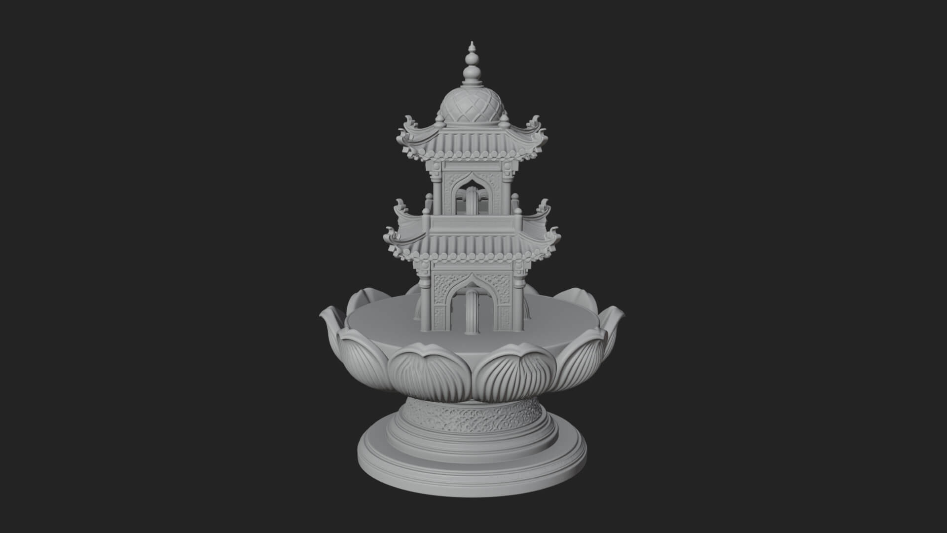 Pagoda Tiered Fountain Model Design 4 3D Print Model 3D Model