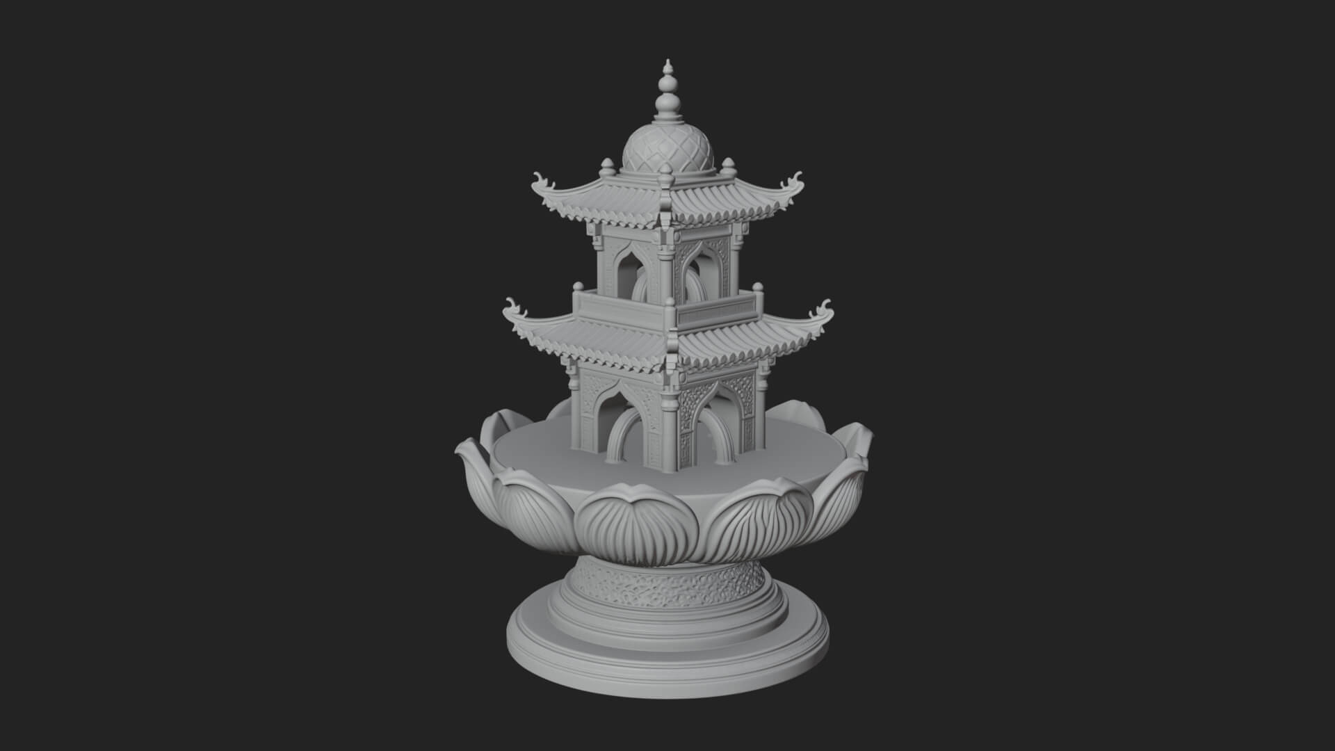 Pagoda Tiered Fountain Model Design 4 3D Print Model 3D Model