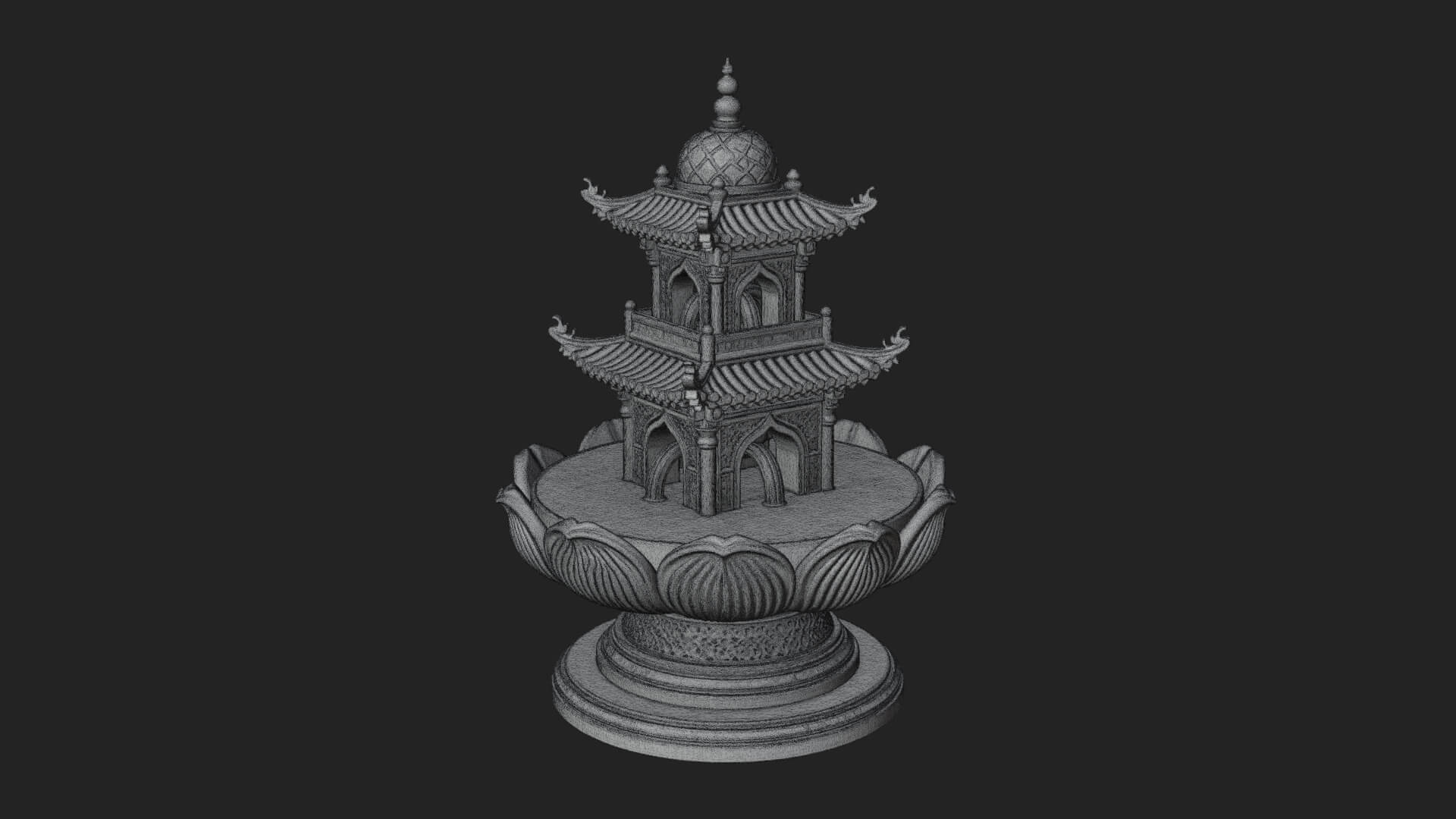 Pagoda Tiered Fountain Model Design 4 3D Print Model 3D Model