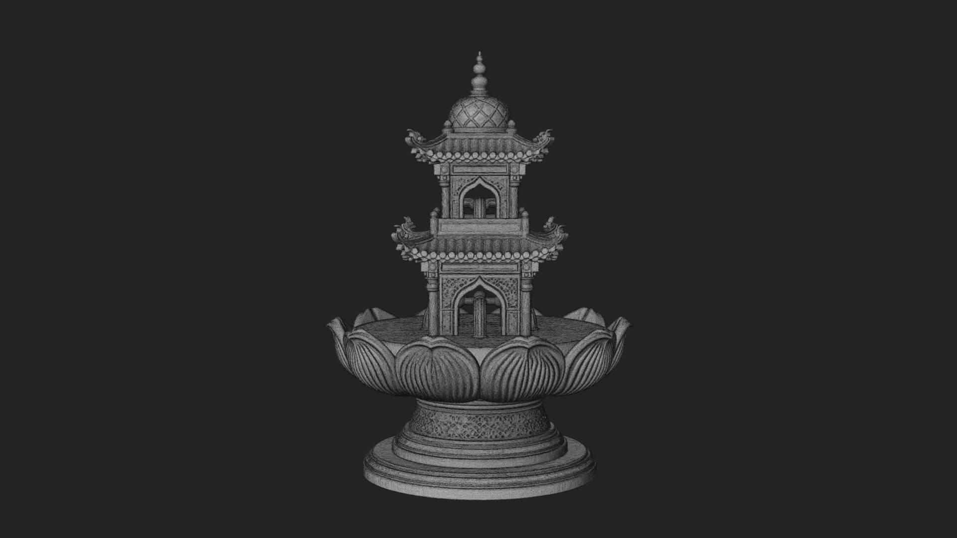 Pagoda Tiered Fountain Model Design 4 3D Print Model 3D Model