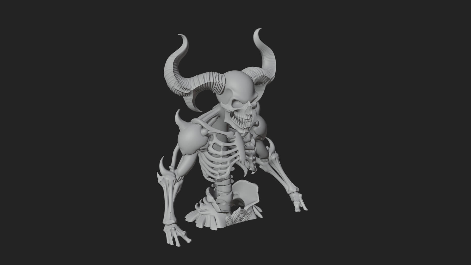 Painted Horned Demon Statue Design 1 3D Print Model 3D Model