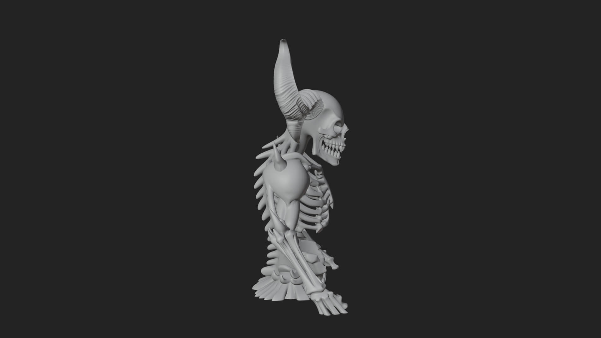 Painted Horned Demon Statue Design 1 3D Print Model 3D Model