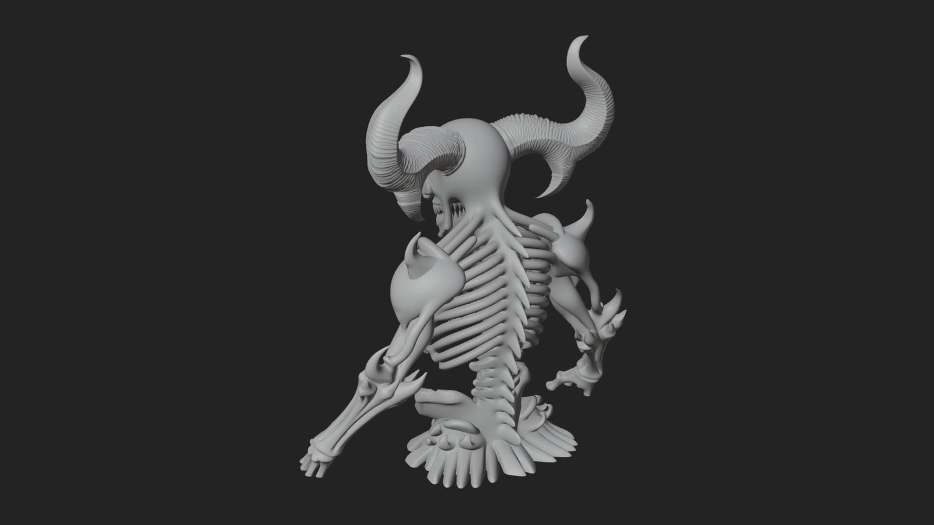 Painted Horned Demon Statue Design 1 3D Print Model 3D Model