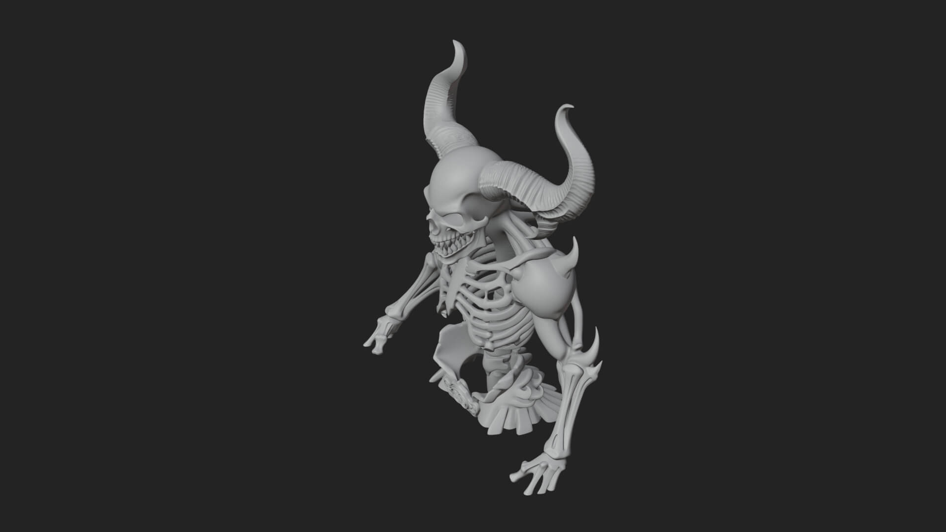Painted Horned Demon Statue Design 1 3D Print Model 3D Model