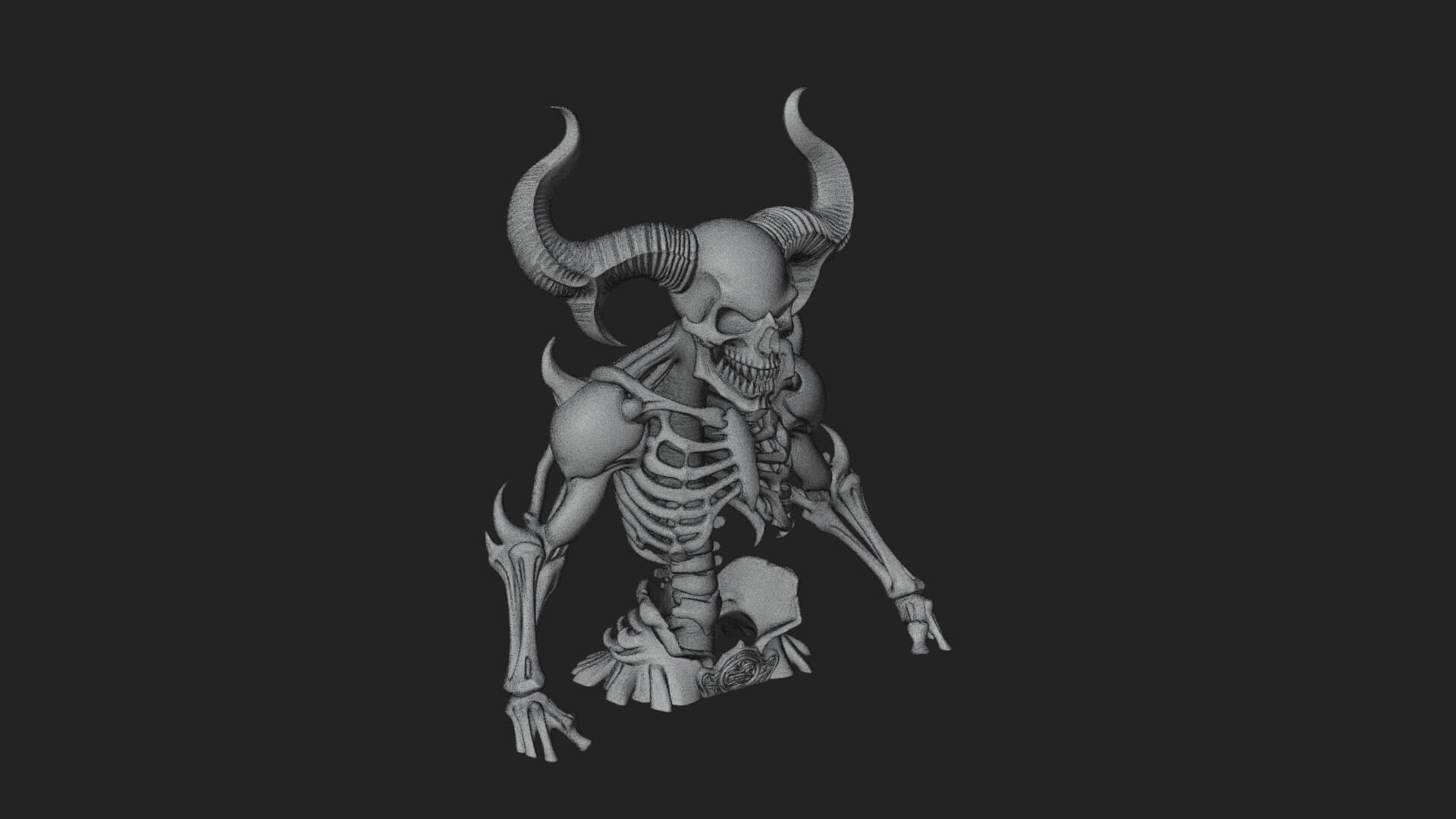 Painted Horned Demon Statue Design 1 3D Print Model 3D Model