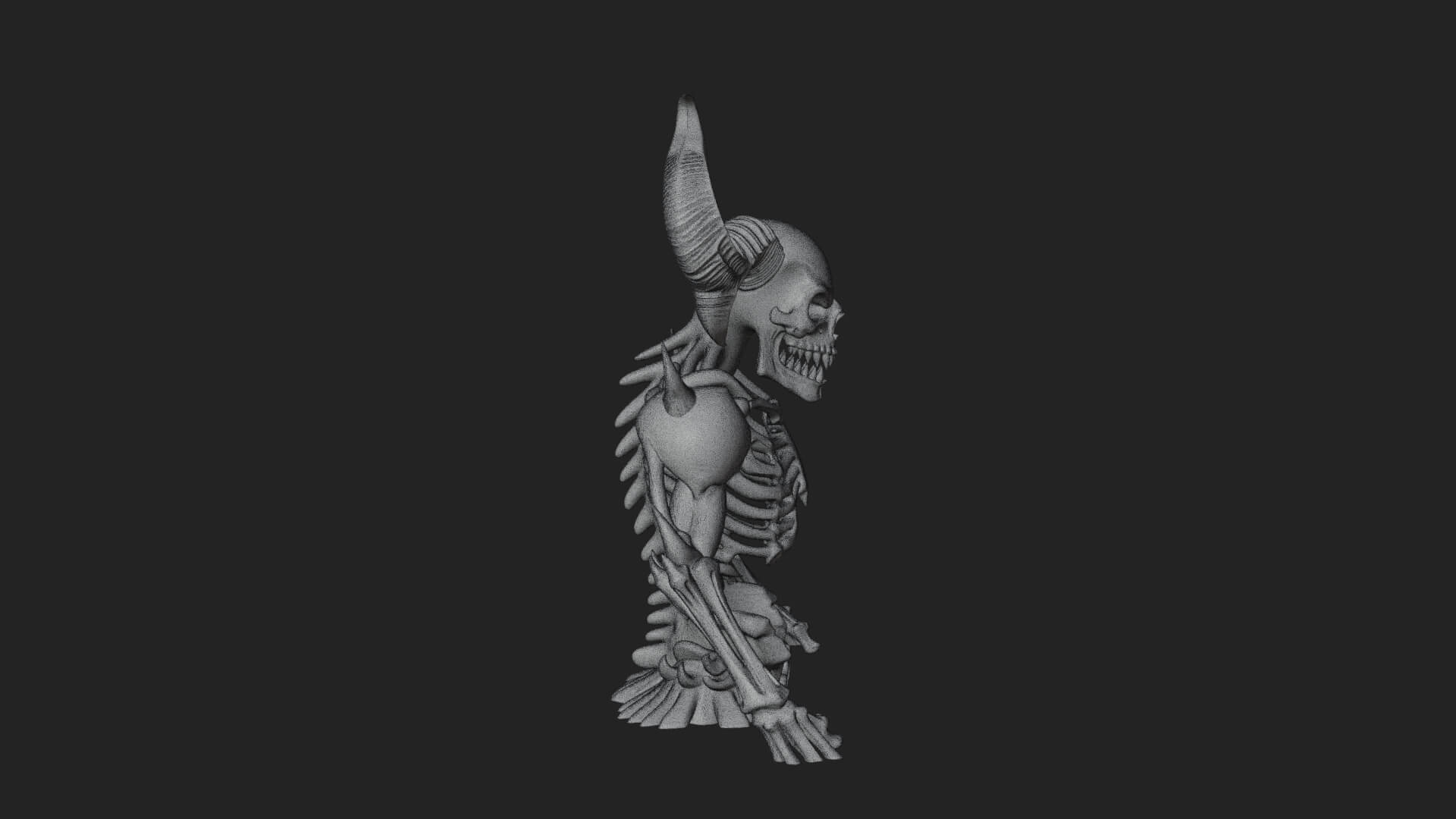 Painted Horned Demon Statue Design 1 3D Print Model 3D Model