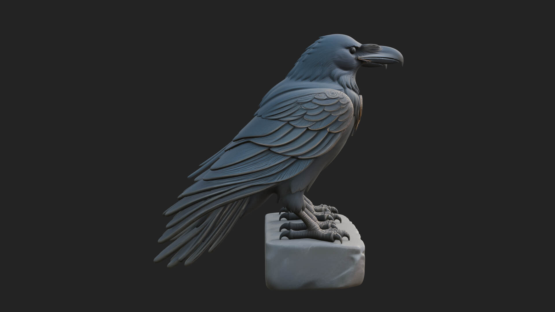 Pair of Norse Ravens Statue Design 1 3D Print Model 3D Model
