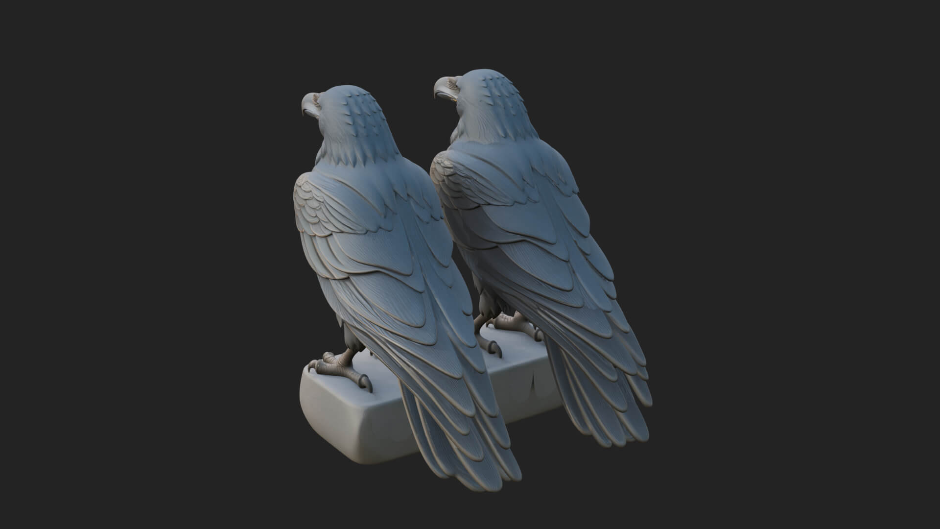 Pair of Norse Ravens Statue Design 1 3D Print Model 3D Model