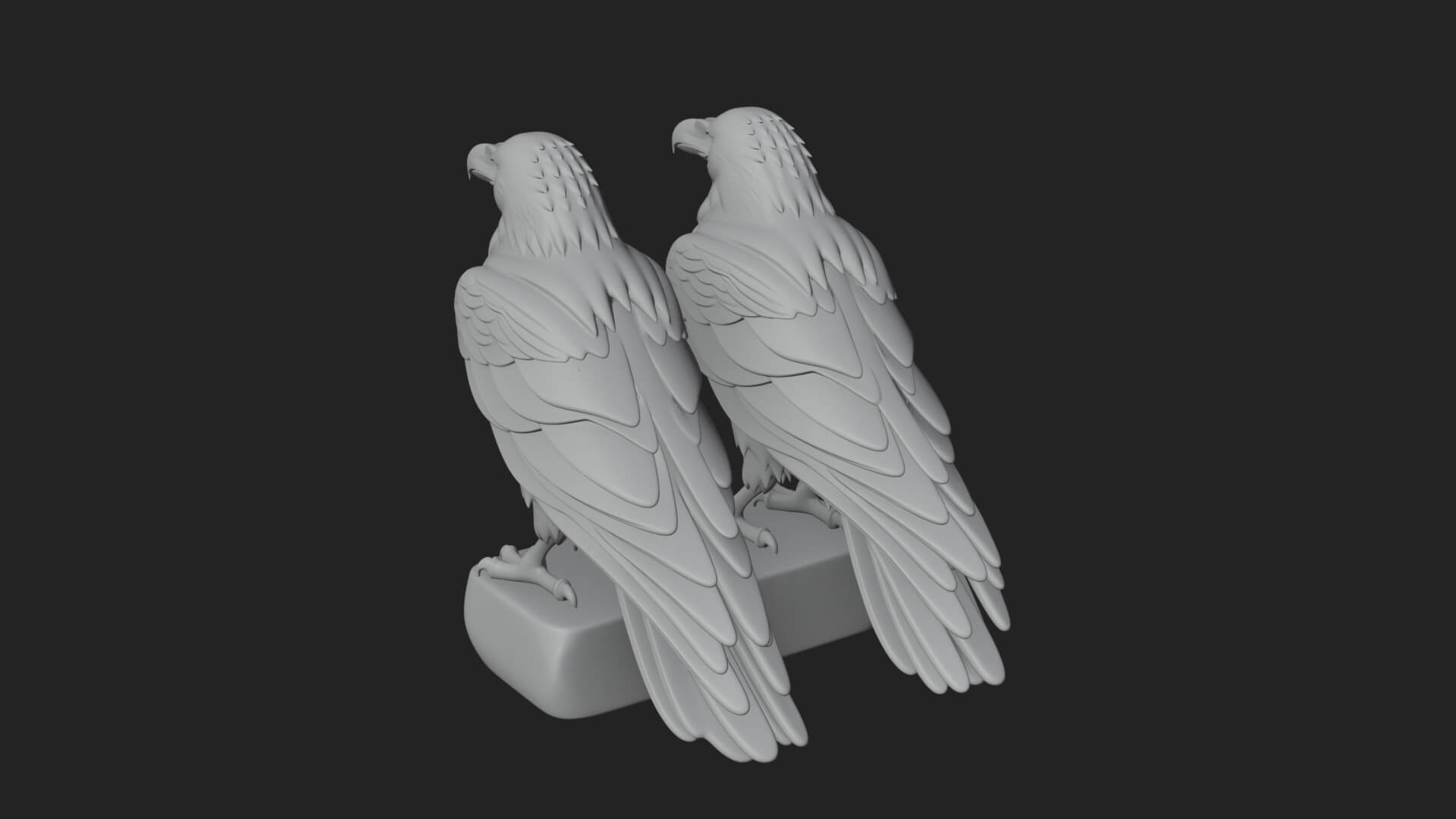 Pair of Norse Ravens Statue Design 1 3D Print Model 3D Model