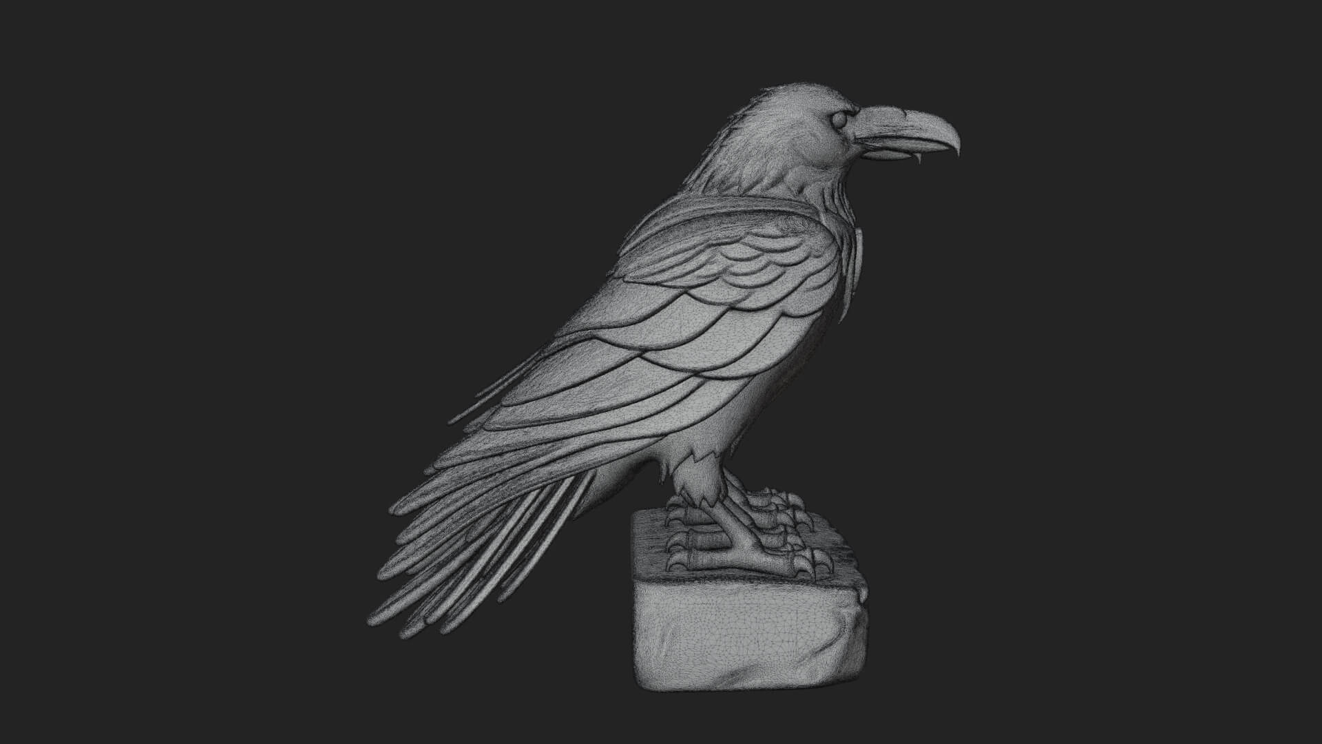 Pair of Norse Ravens Statue Design 1 3D Print Model 3D Model
