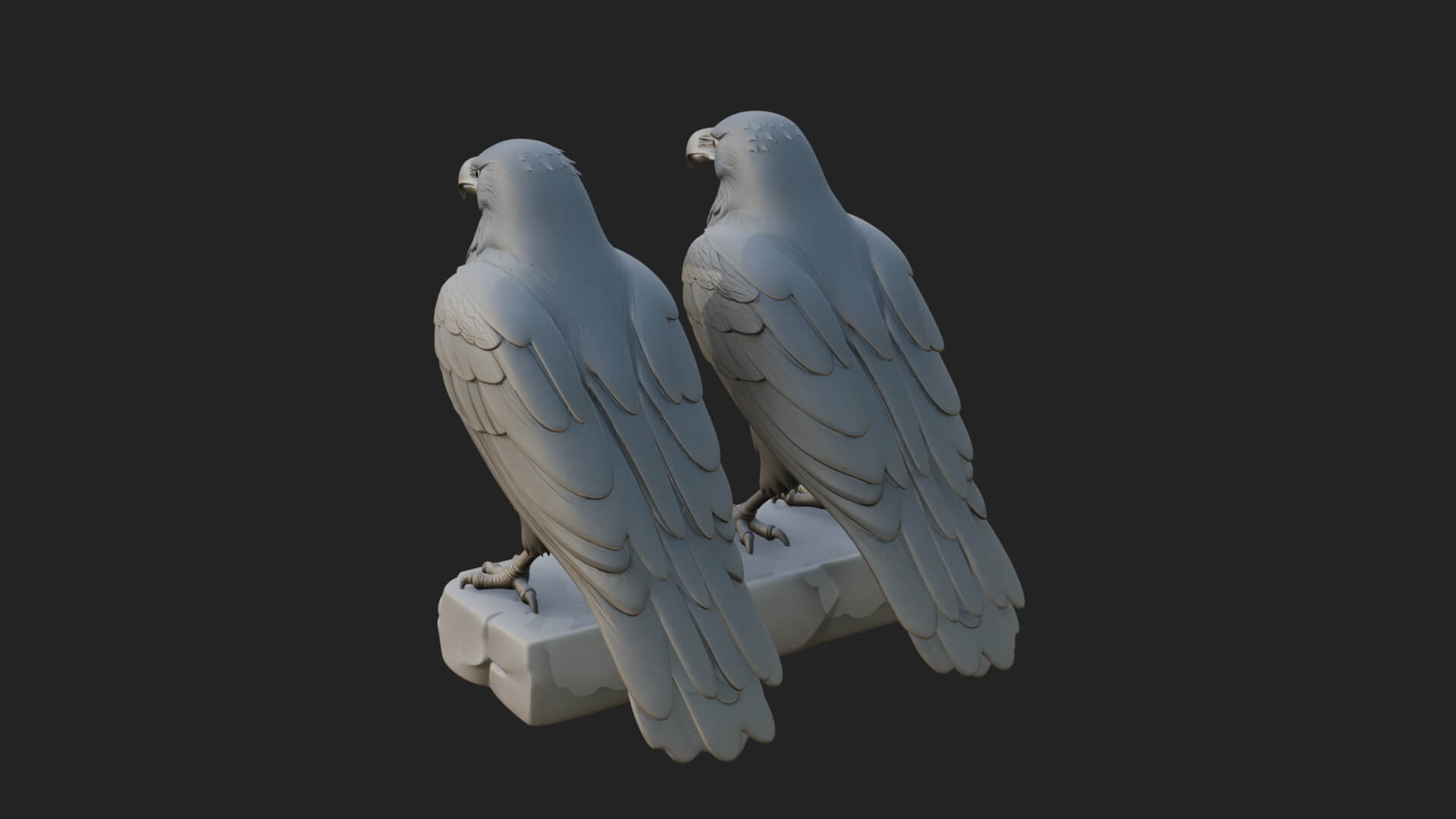 Pair of Norse Ravens Statue Design 2 3D Print Model 3D Model