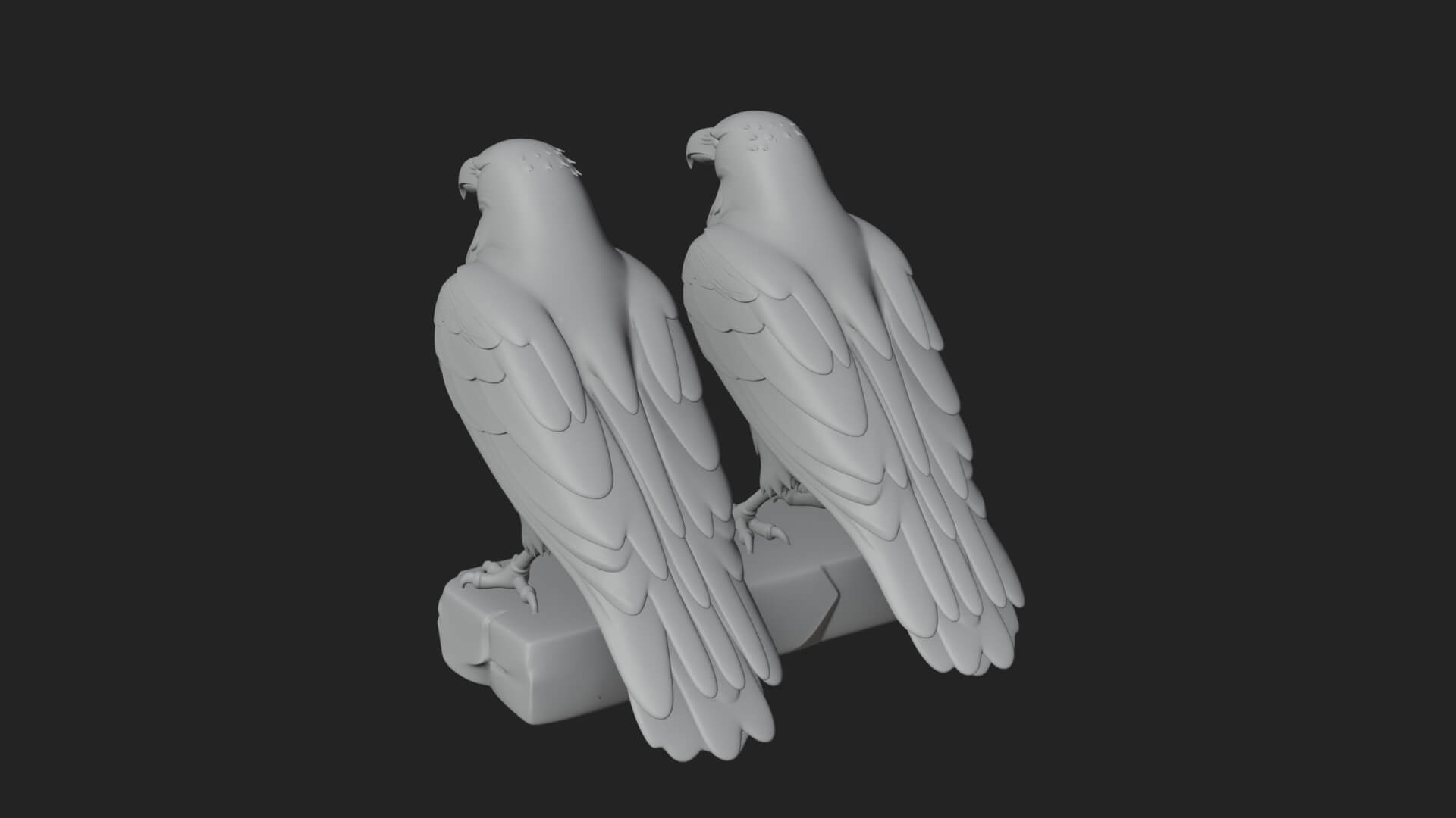 Pair of Norse Ravens Statue Design 2 3D Print Model 3D Model
