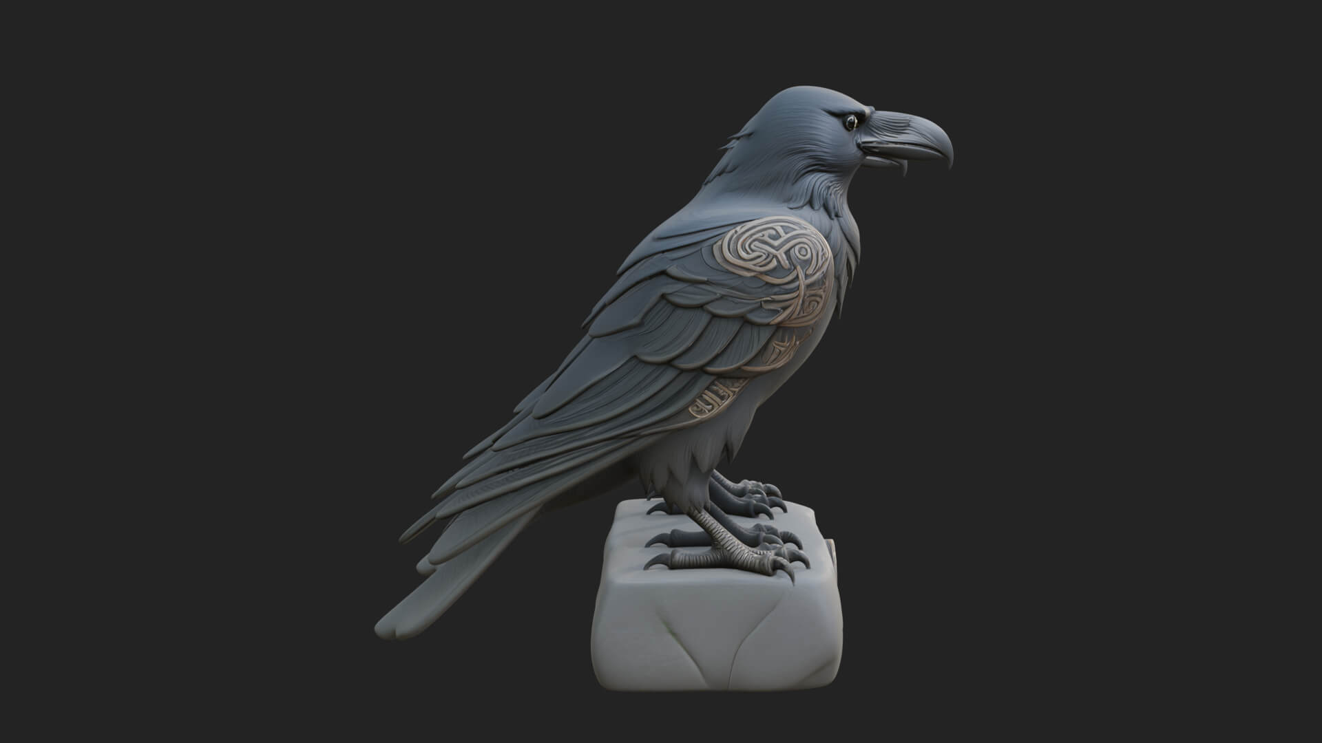 Pair of Norse Ravens Statue Design 3 3D Print Model 3D Model