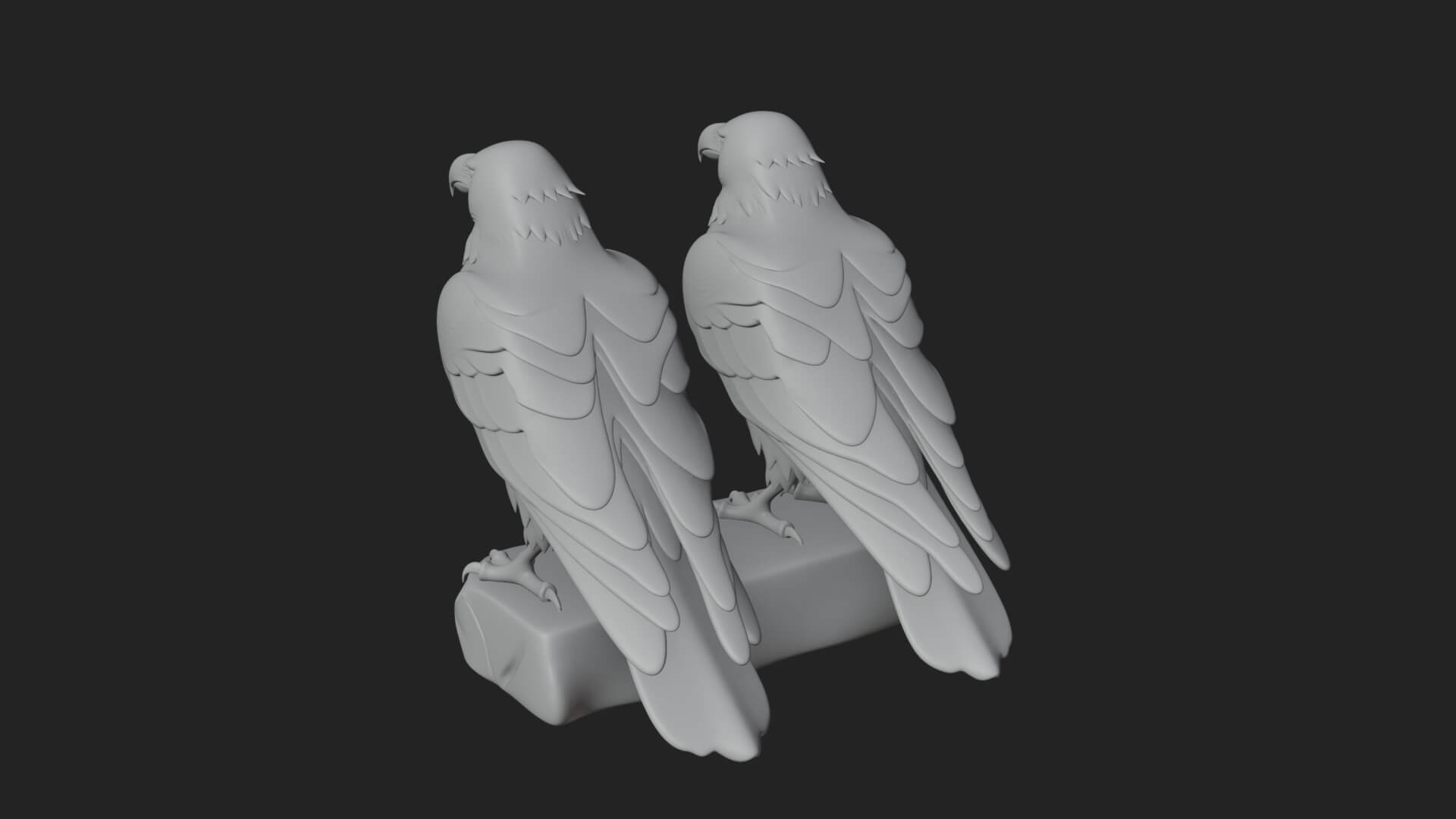 Pair of Norse Ravens Statue Design 3 3D Print Model 3D Model