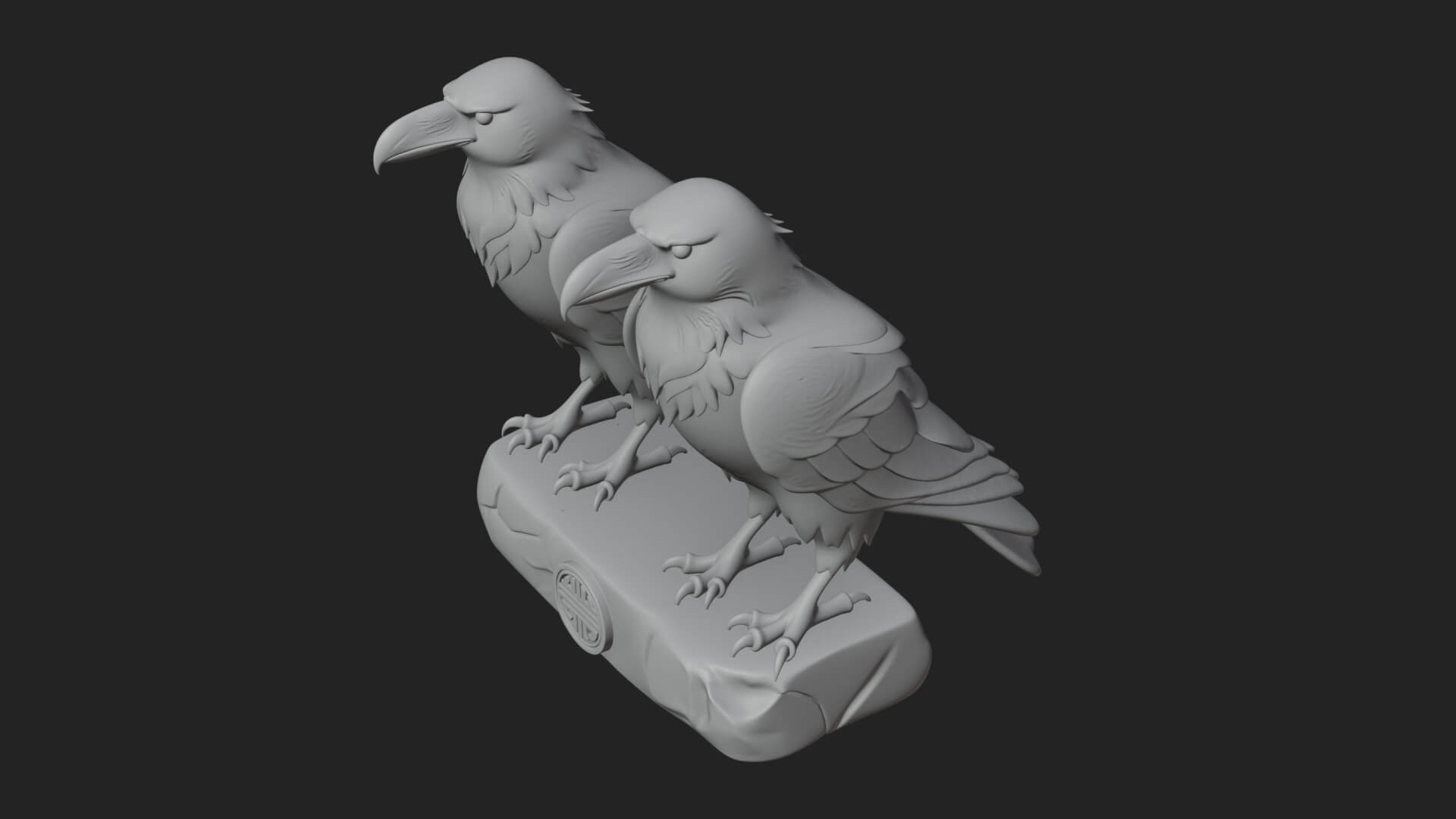 Pair of Norse Ravens Statue Design 3 3D Print Model 3D Model