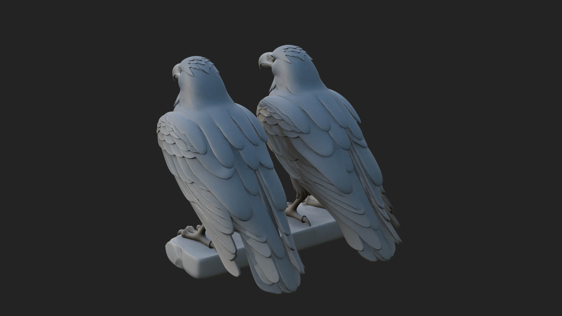 Pair of Norse Ravens Statue Design 4 3D Print Model 3D Model