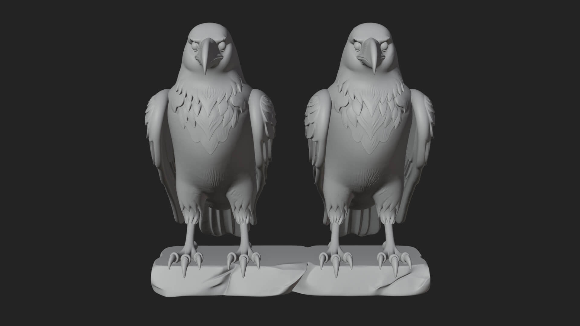 Pair of Norse Ravens Statue Design 4 3D Print Model 3D Model